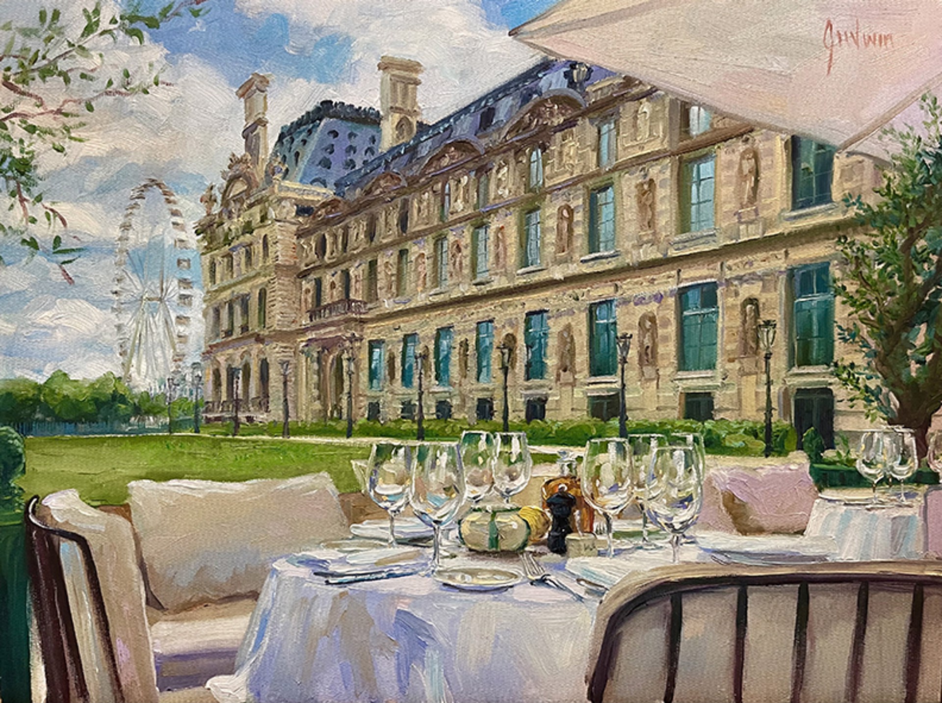 View of the Louvre from Loulou’s, Paris by Lindsay Goodwin