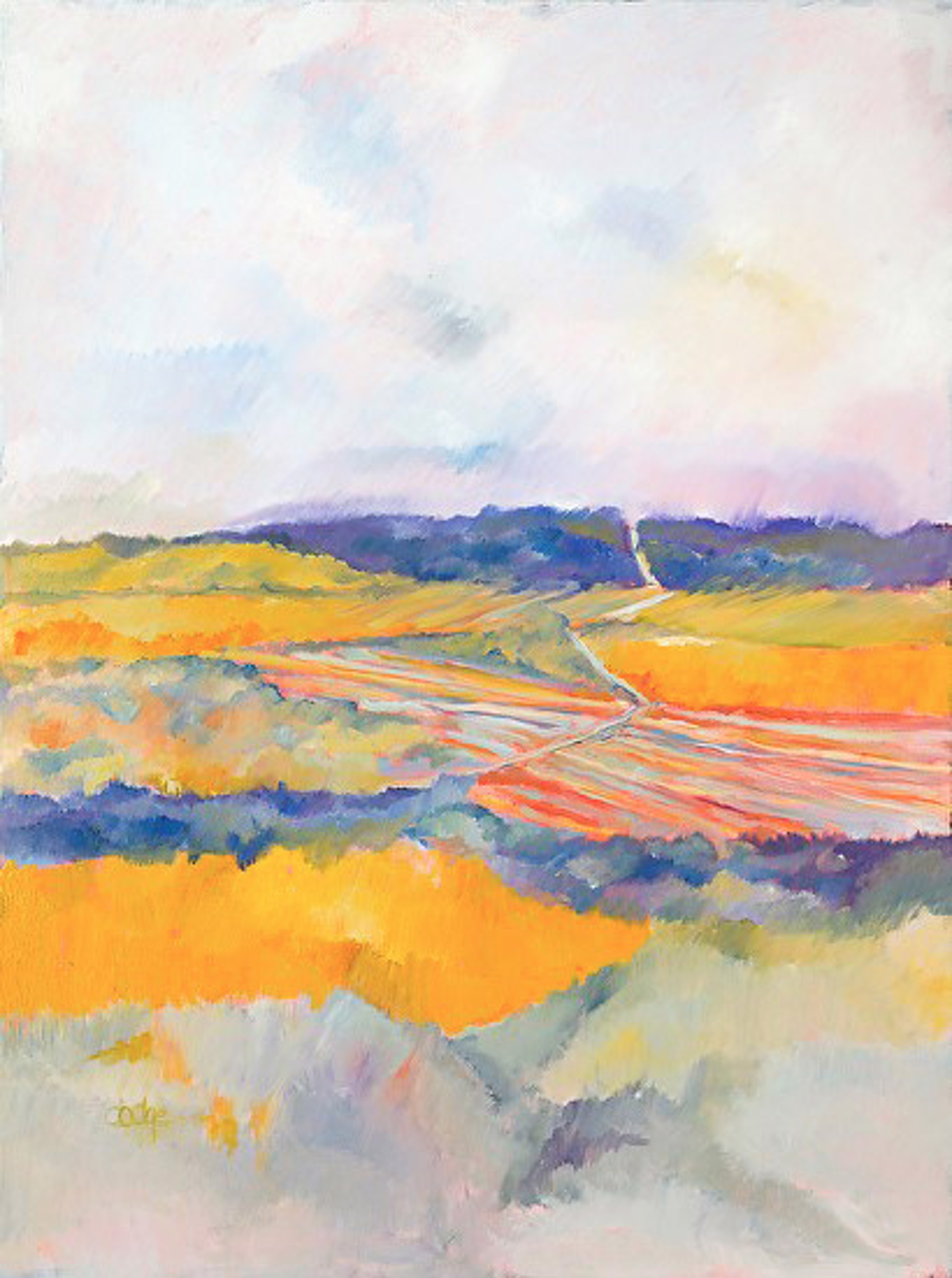 Yellow Field Along Lindsay Road by Beverly Dodge Radefeld