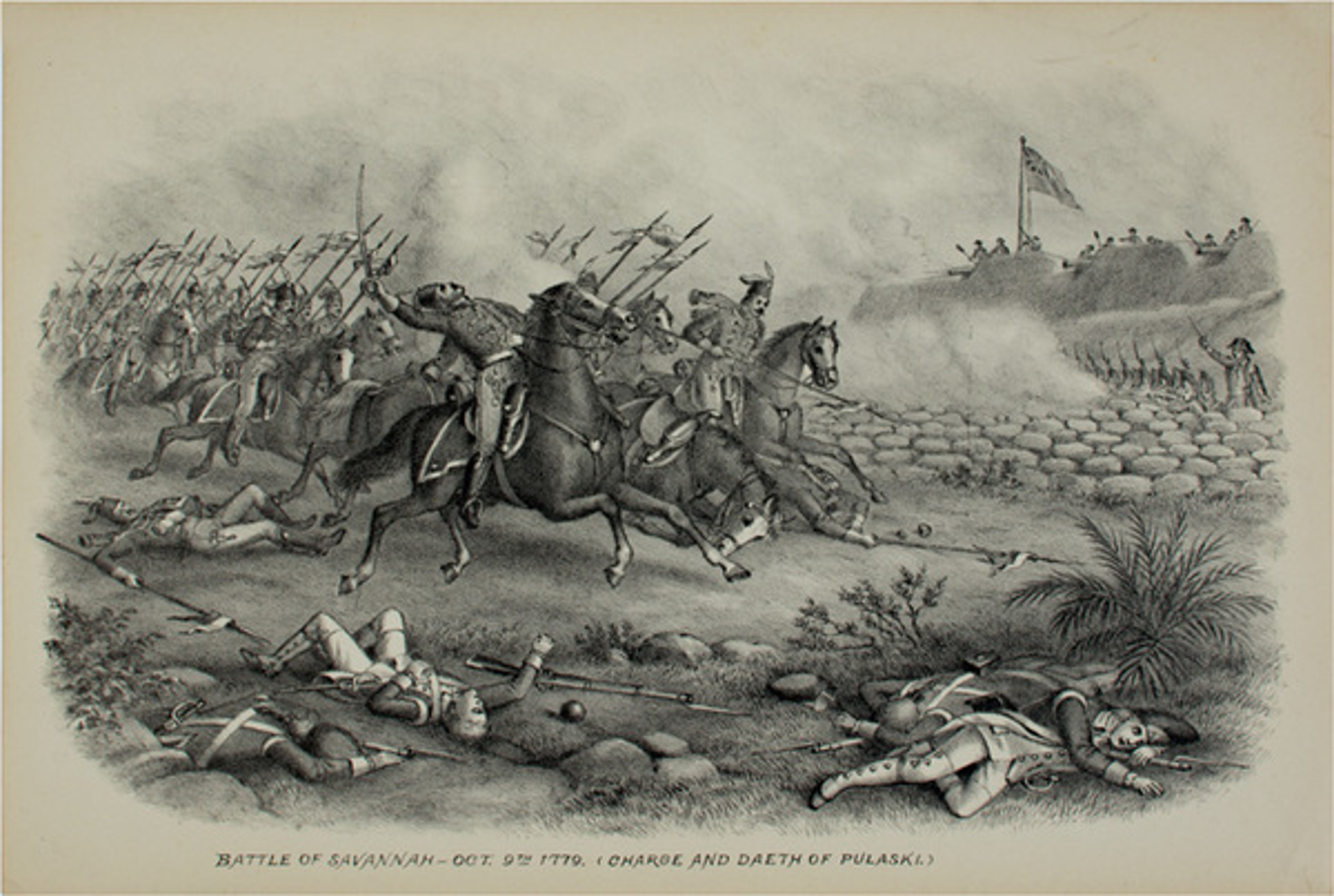 Battle of Savannah, Oct. 9th, 1779/Charge/Death Pulaski by Kurz & Allison