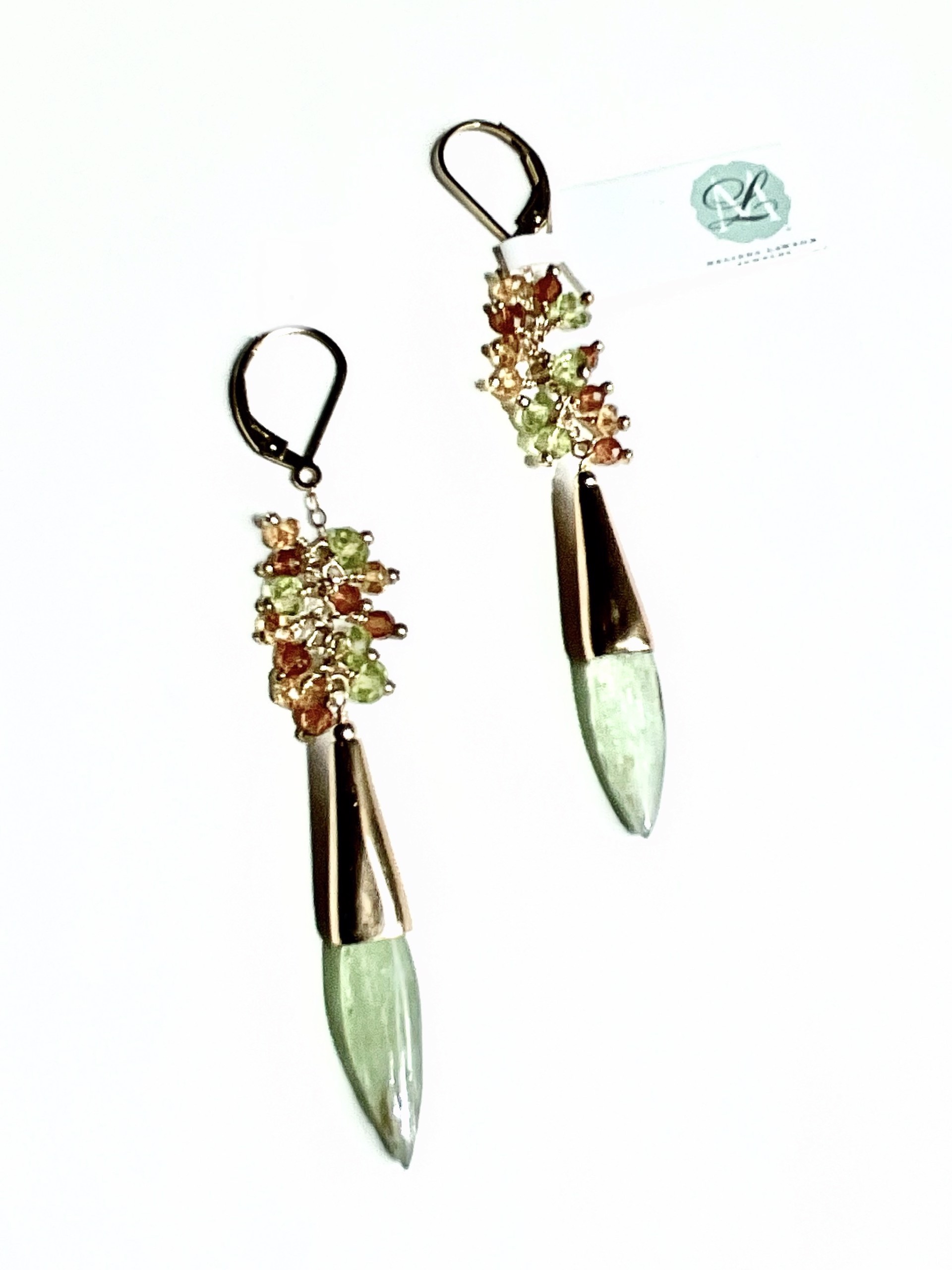 MLJA8502E Green Kyanite Brios Citrine, Peridot Andalucite Earrings by Melinda Lawton Jewelry