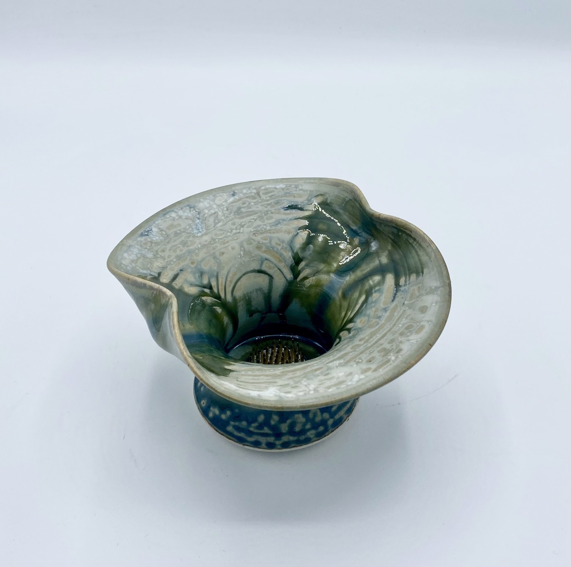Ikebana Vase Frog 3 by J. Wilson Pottery