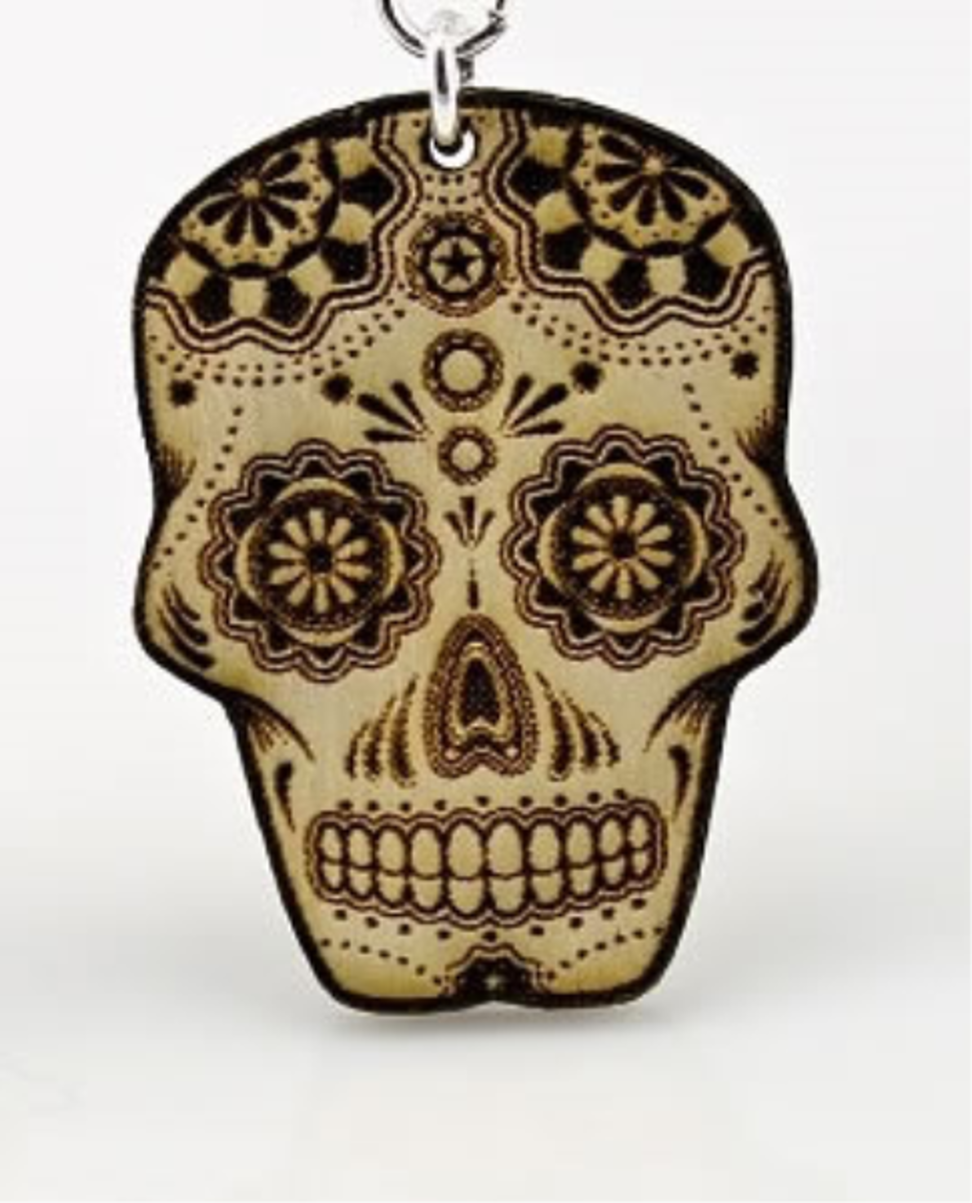 Pendant - Sugar Skull P1388 by Indigo Desert Ranch - Wood Jewelry