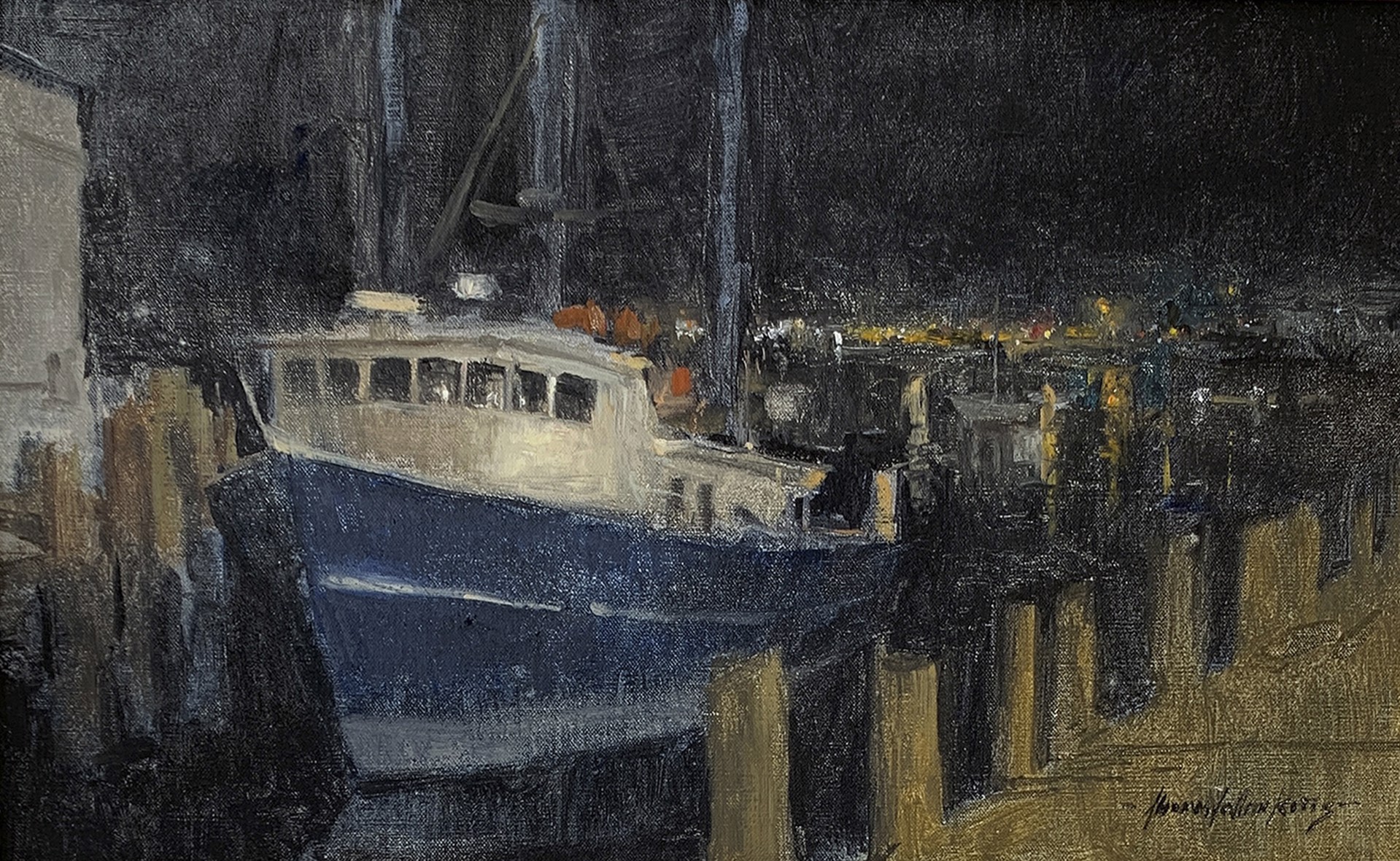 Night Boat, Gloucester Harbor by Thomas Kitts