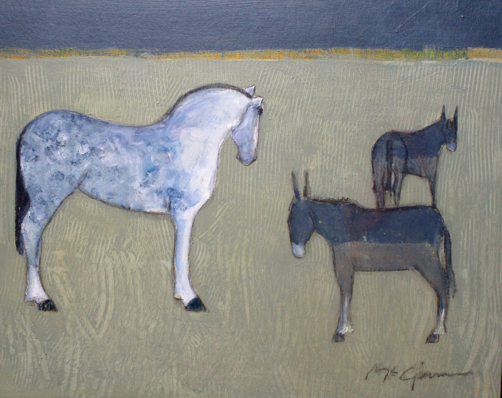 Two Mules and a Percheron by Peggy McGivern