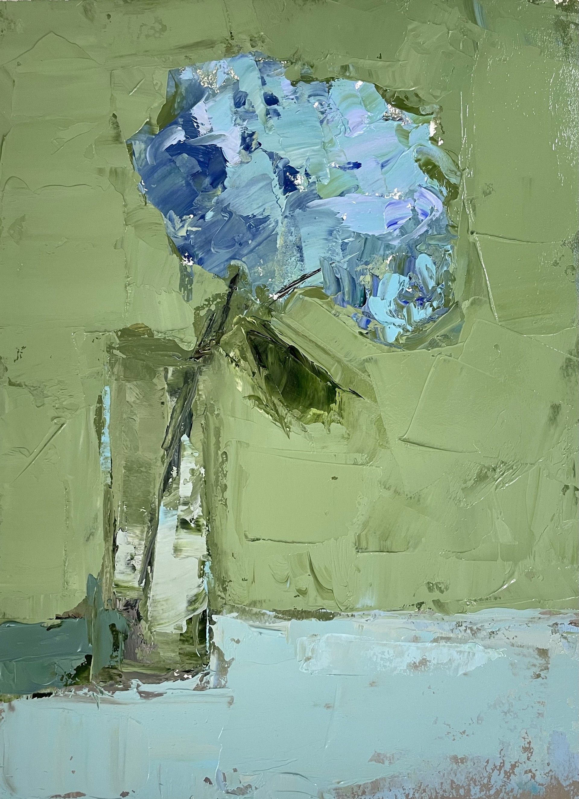 Blue Hydrangea, Green Room by Barbara Flowers
