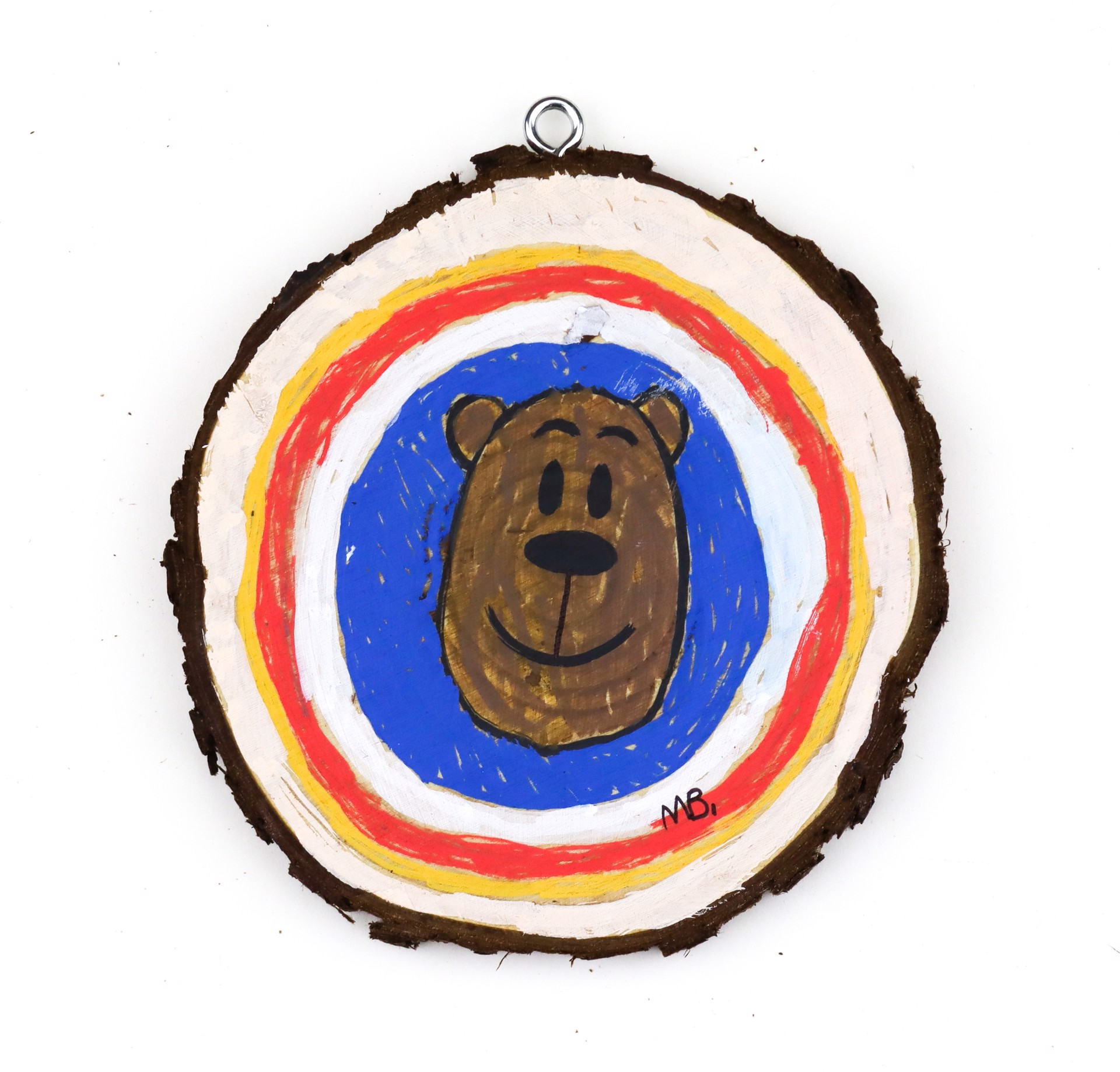 Bear/Hug (wood ornament) Front by Maurice Barnes