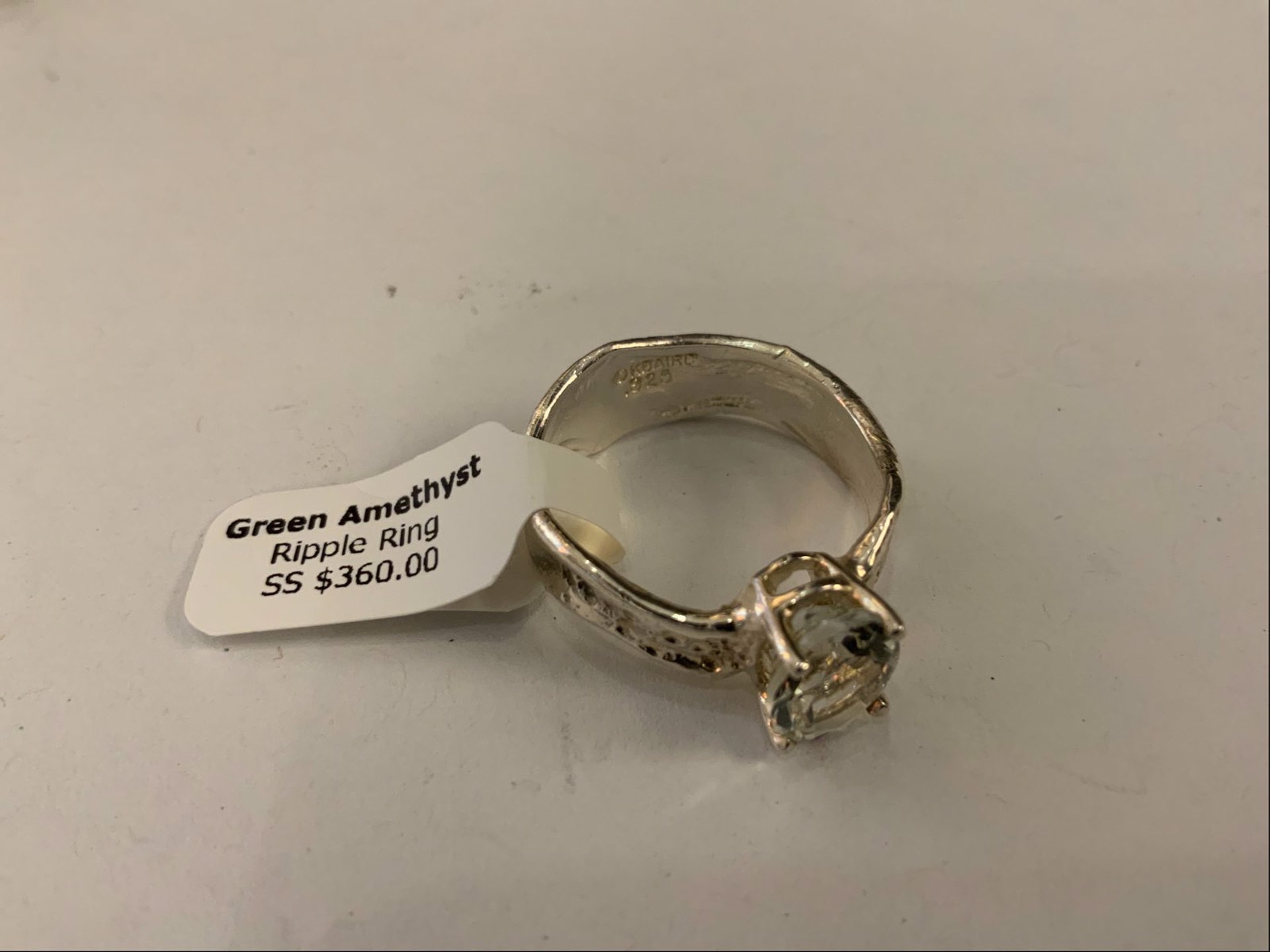 Green Amethyst Sterling Silver Ripple Ring by Kristen Baird