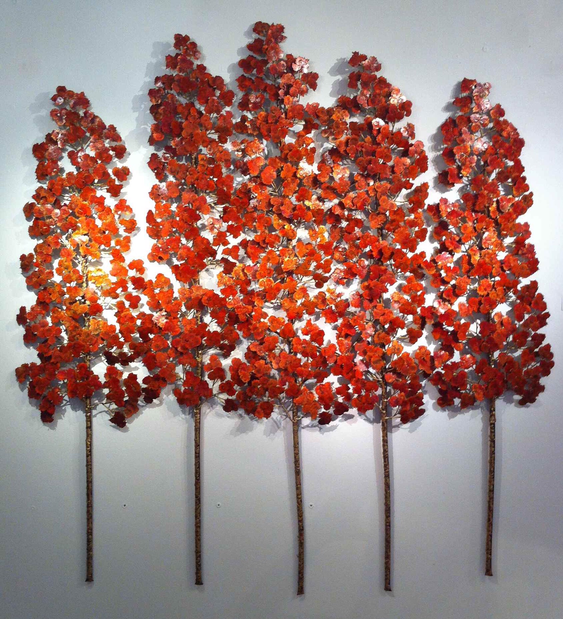 Aspen Grove 3pc 5 stem Translucent Red by Richard B. Smith