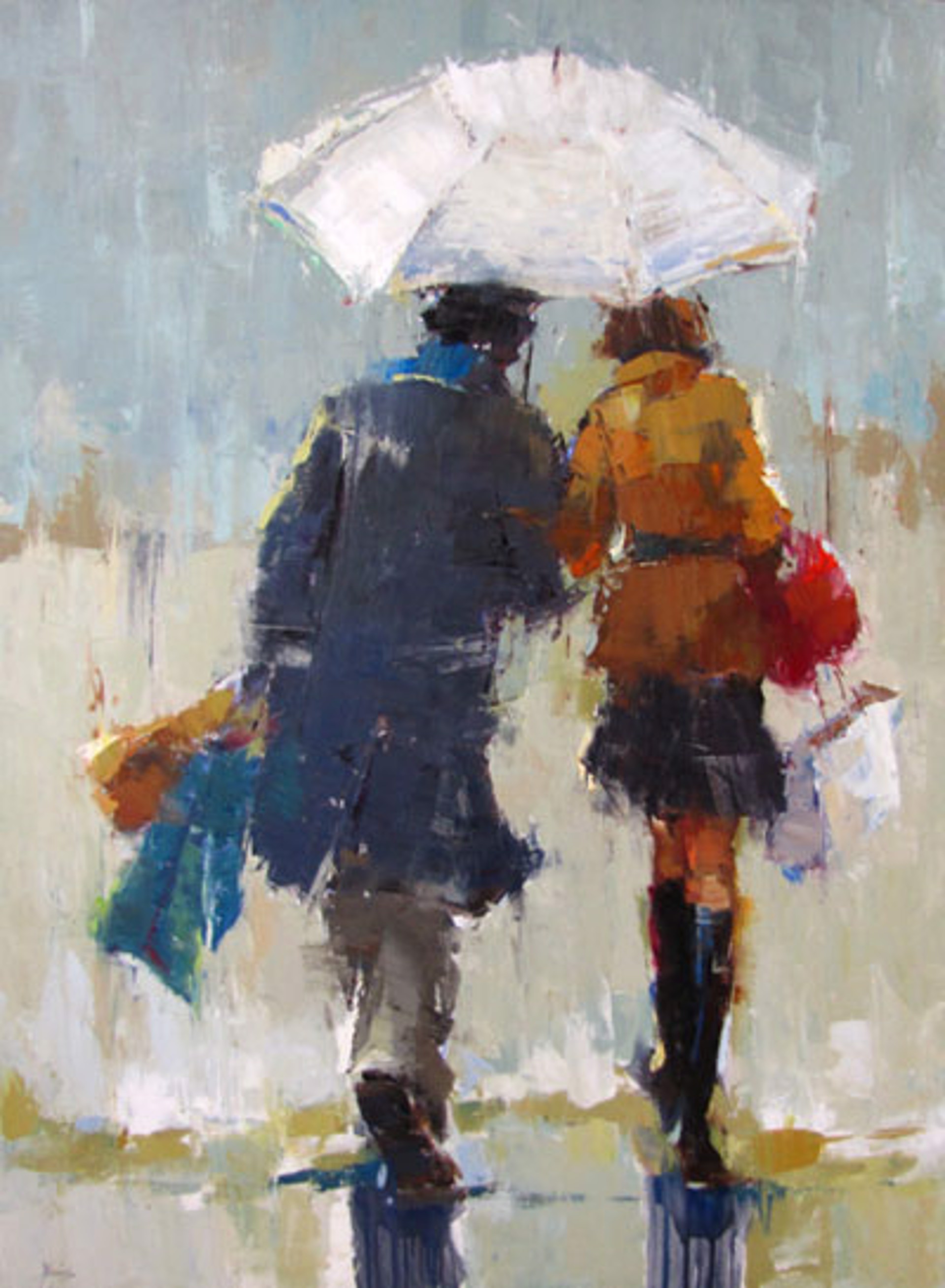 Rainy Day Couple by Barbara Flowers