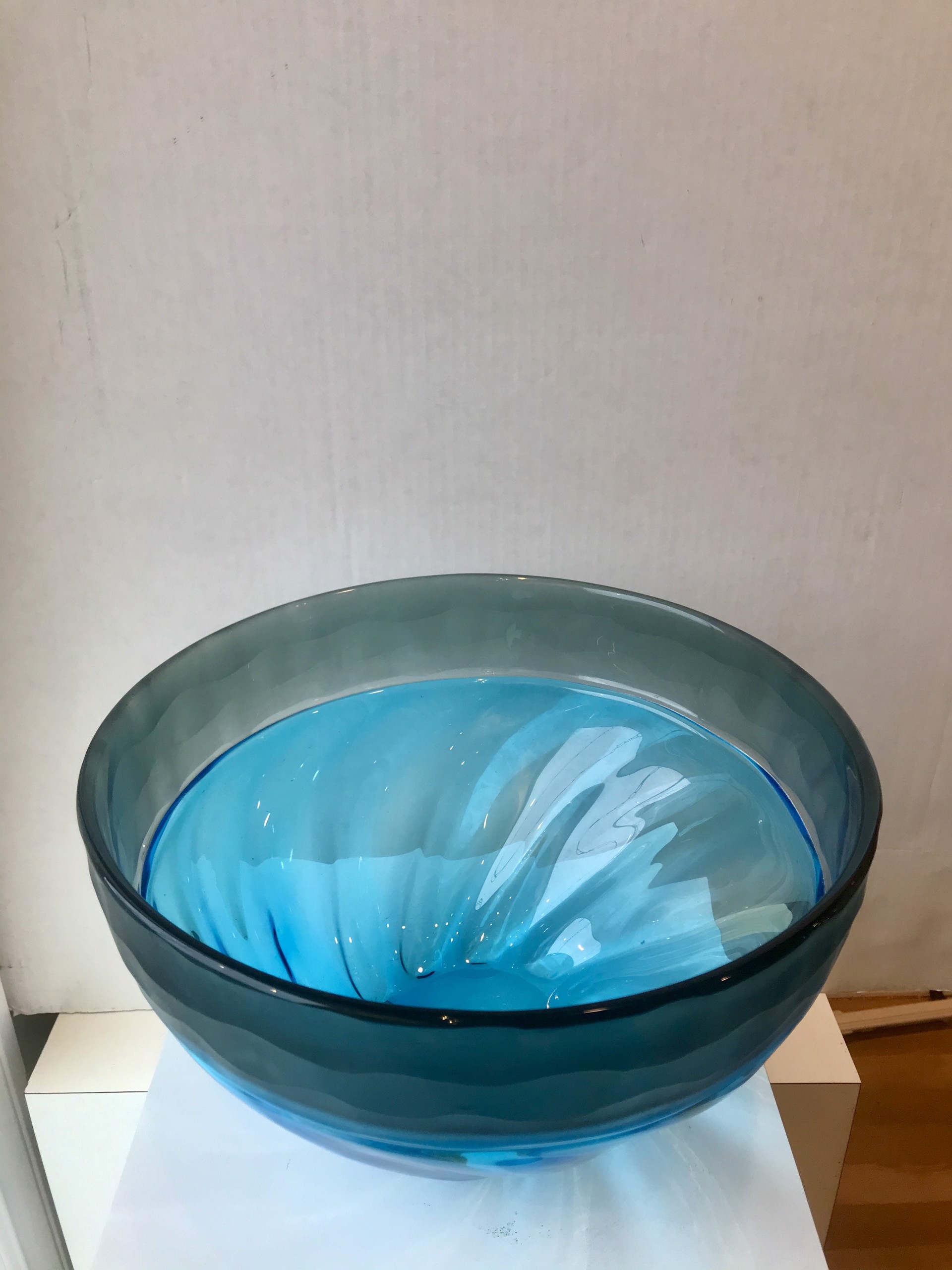 Aqua Bowl with Grey by Viz Glass | Chasen Galleries