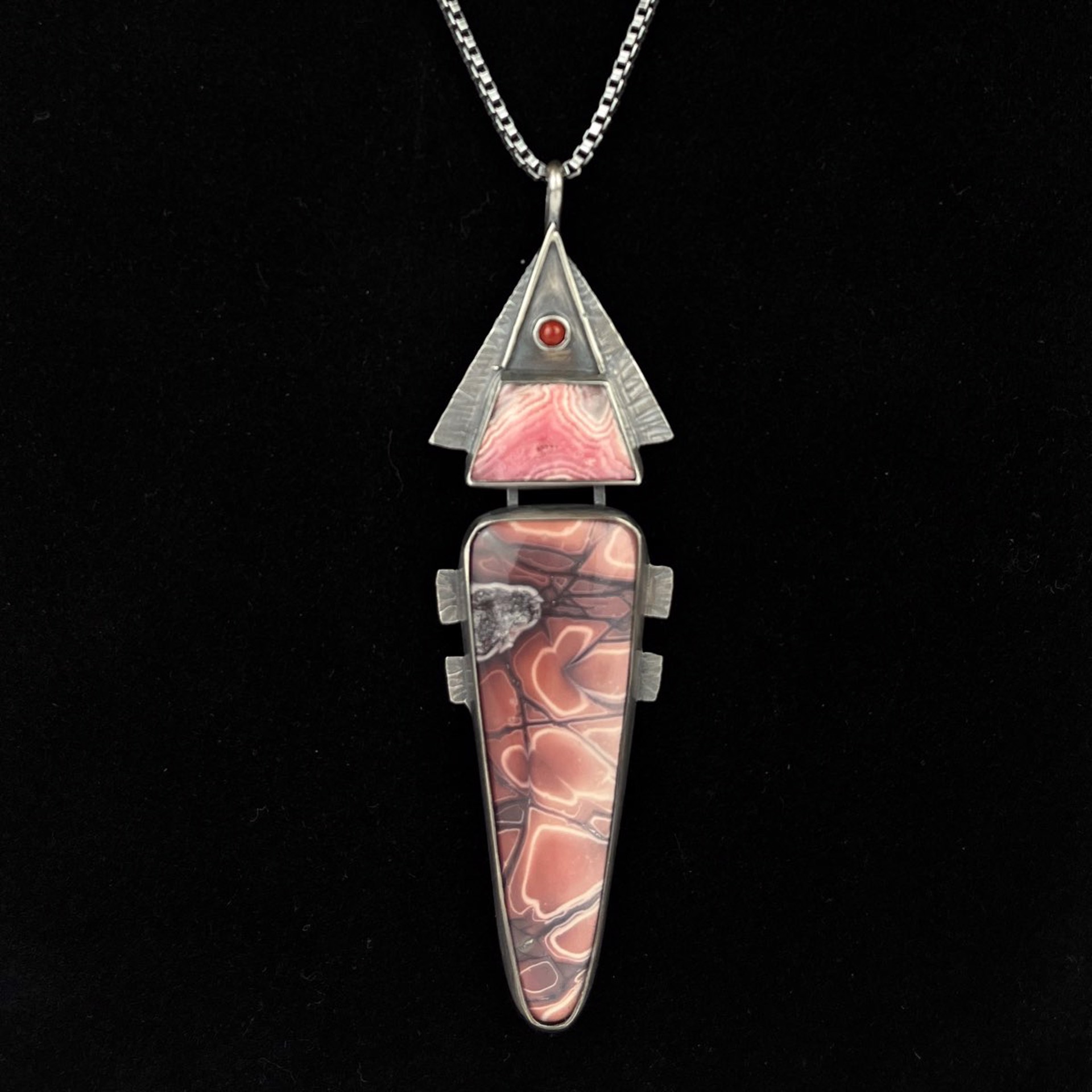 Mexican Jasper, Rhodochrosite and Rhodolite Necklace by Anne Rob