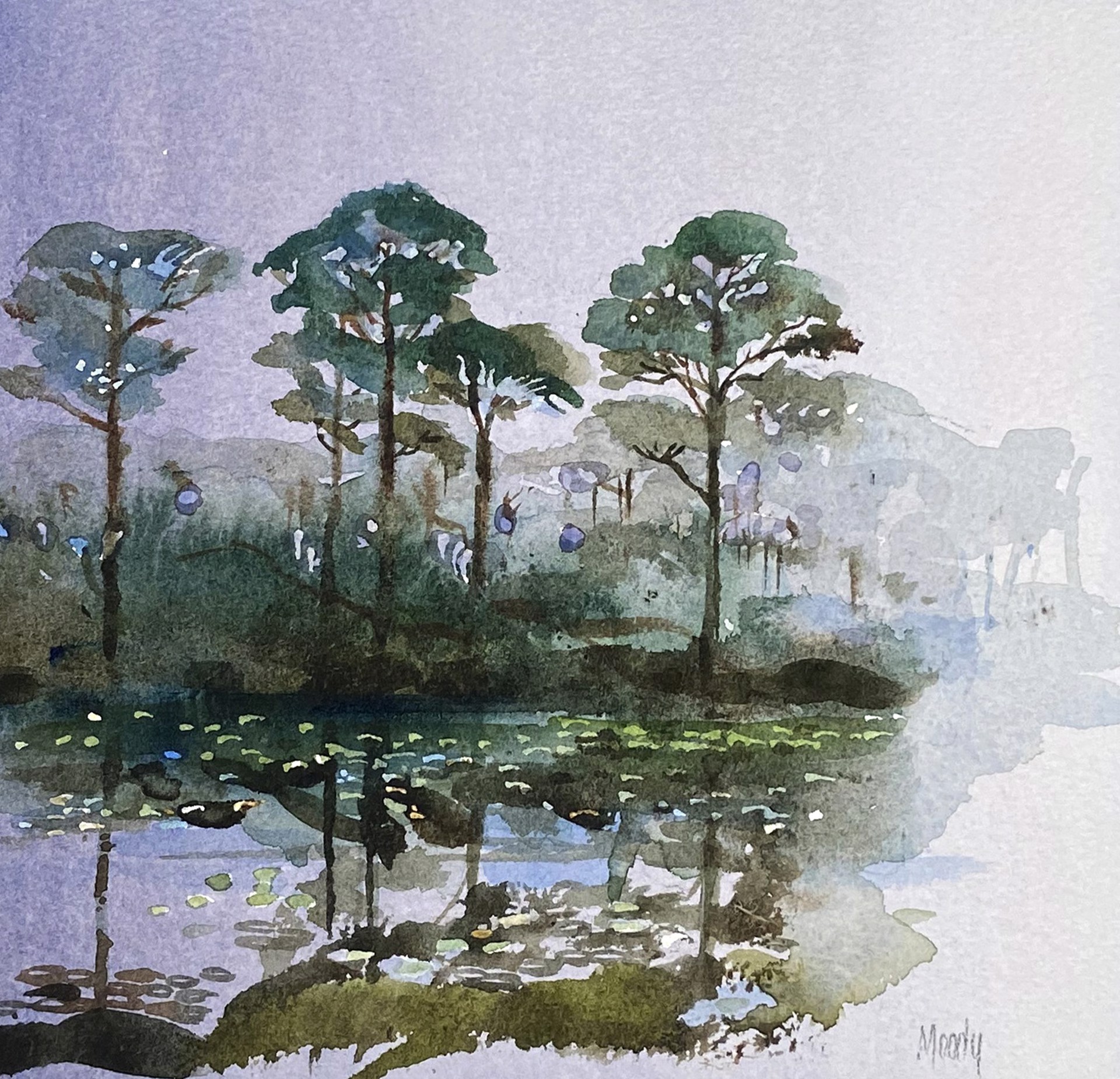 Watercolor Pines by Bob Moody