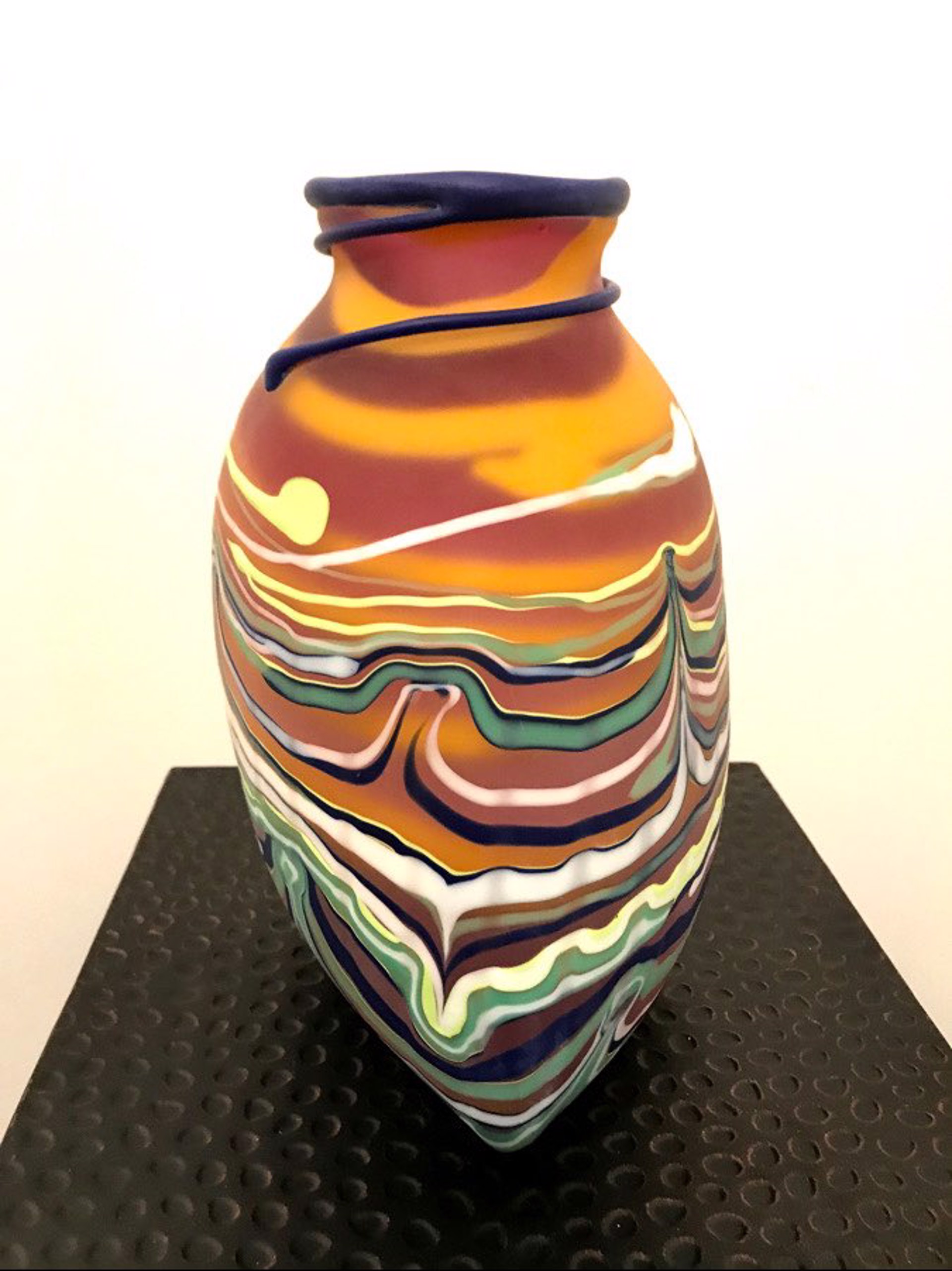 Orange Triangle Pot with Wrap by Rene Culler