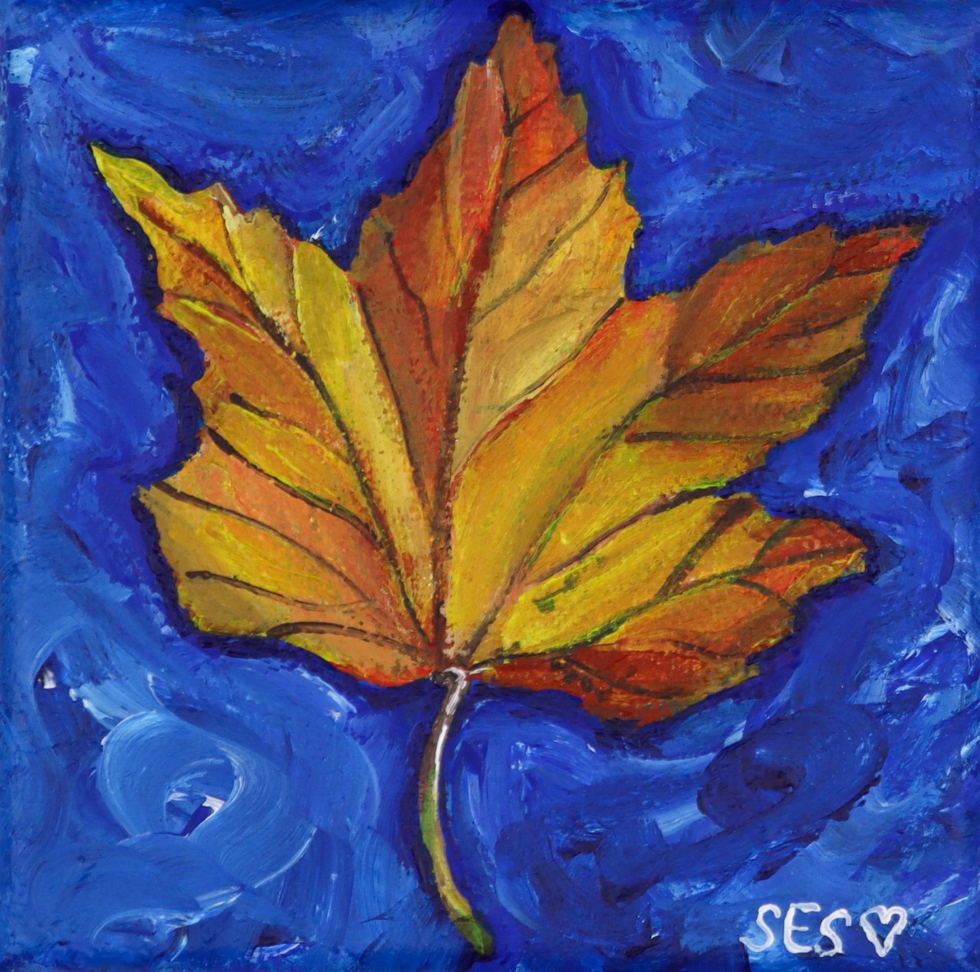 Fall Leaf on Water by Sarah Swan