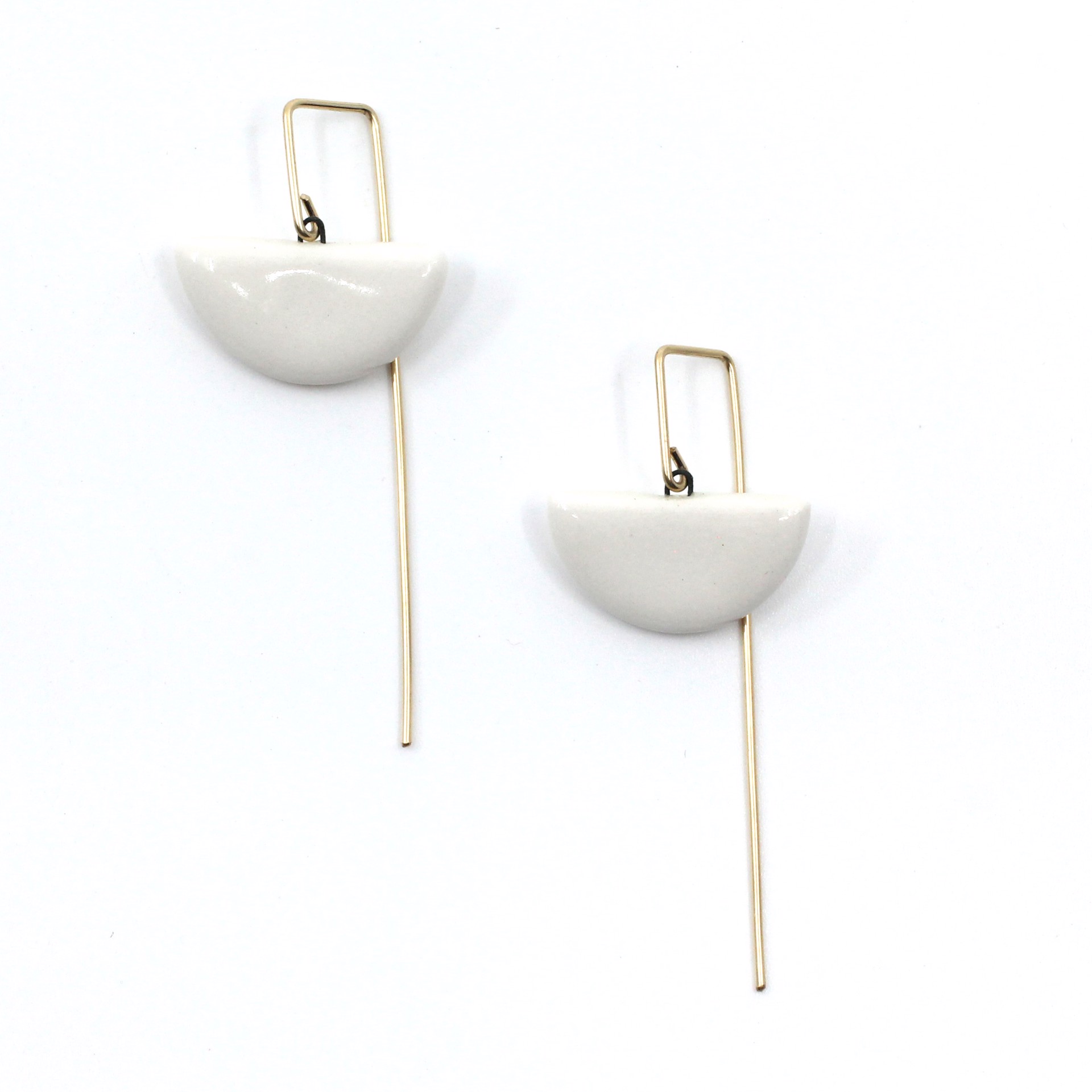 White Half Moon Earrings by Jessica Wertz