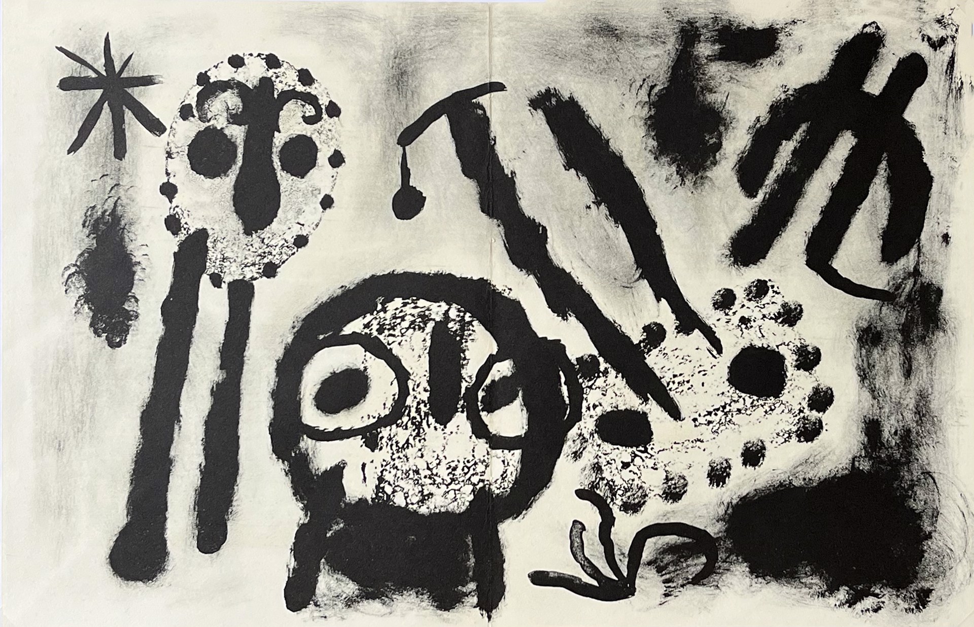 Joan Miro (1893-1983) "Personnages Noir et Blanc" by European