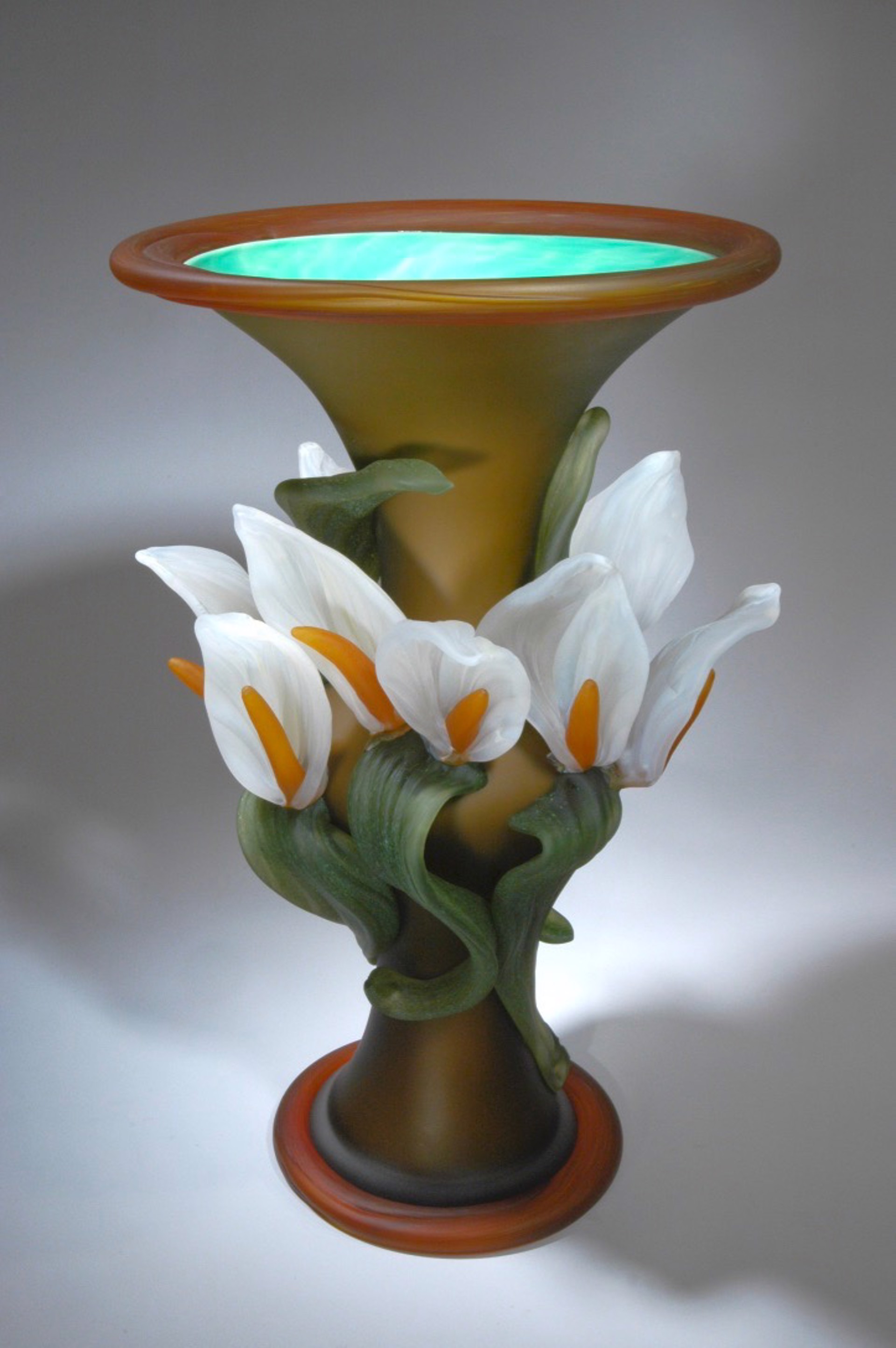 Smokey Topaz over Green with White Calla Lily (10 flower) by Susan Rankin