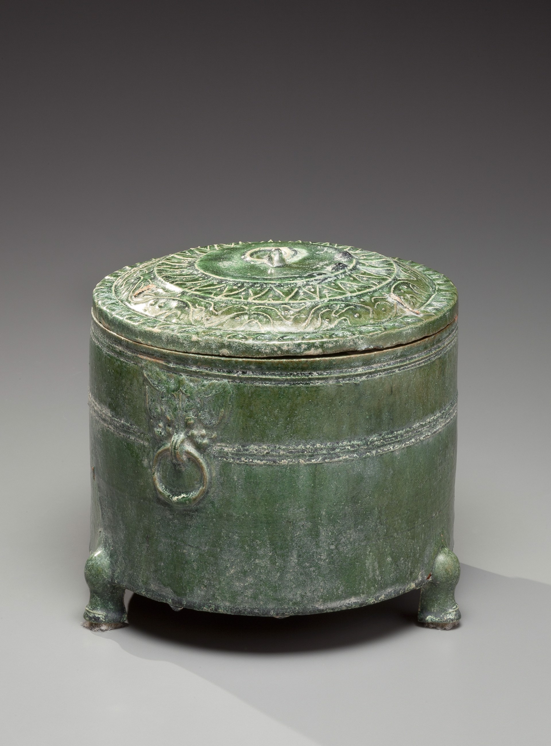 Green Glazed Tripod vessel Pottery 