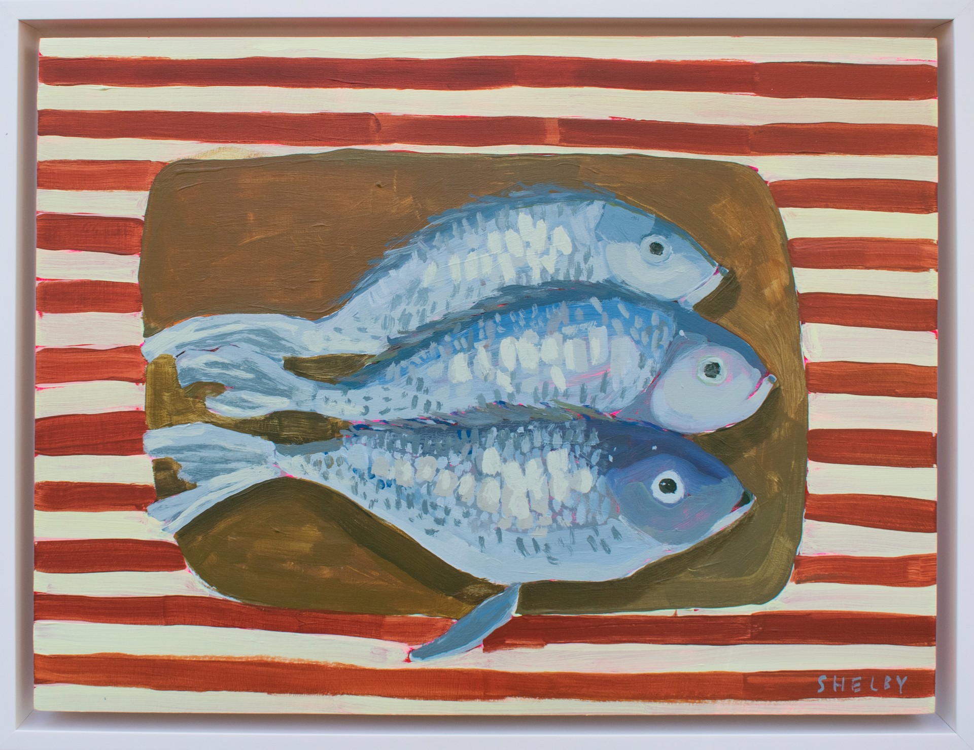 Red Stripes, Blue Fish by Shelby Monteverde