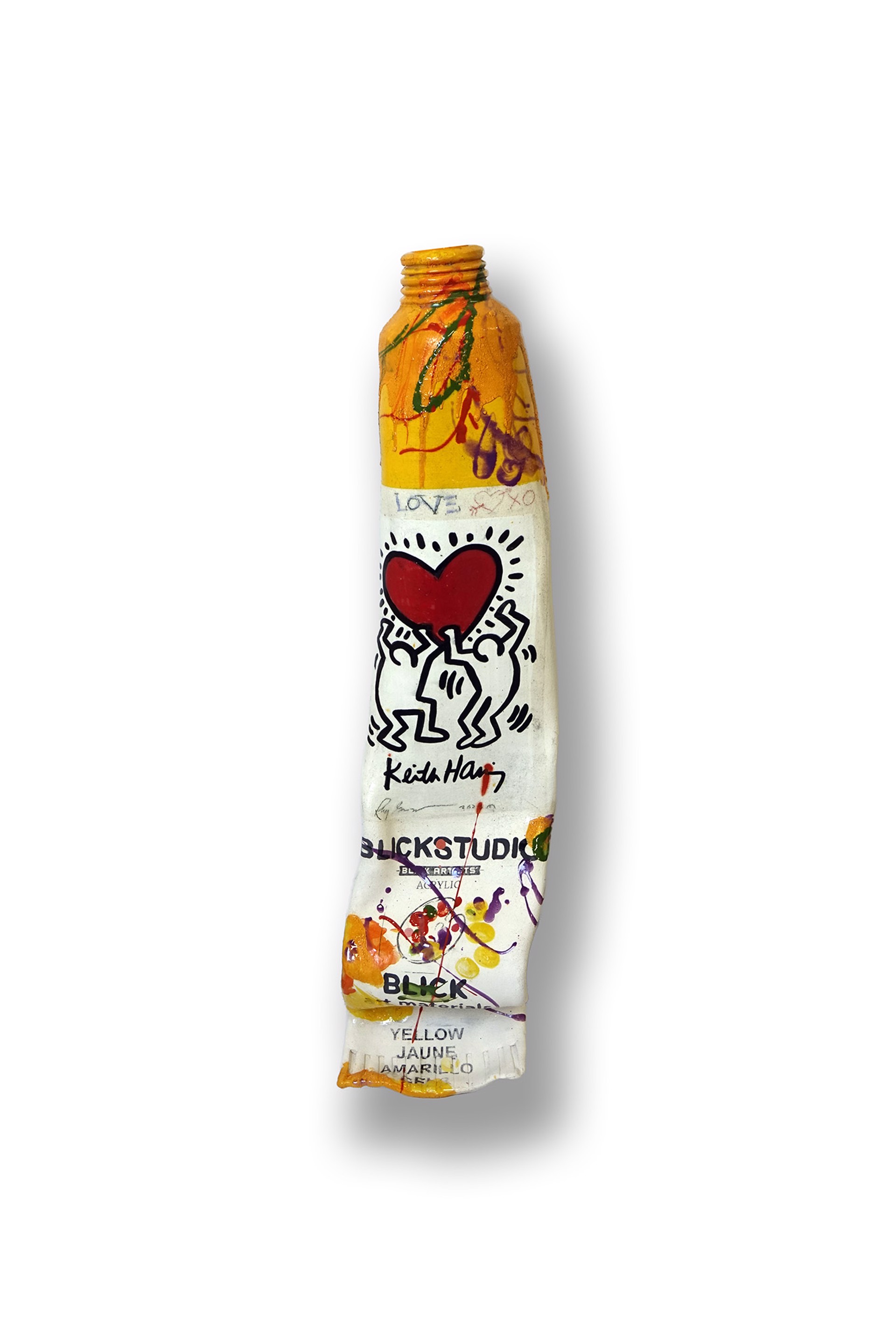 Yellow Haring Paint Tube with Squirt by Ray Gross