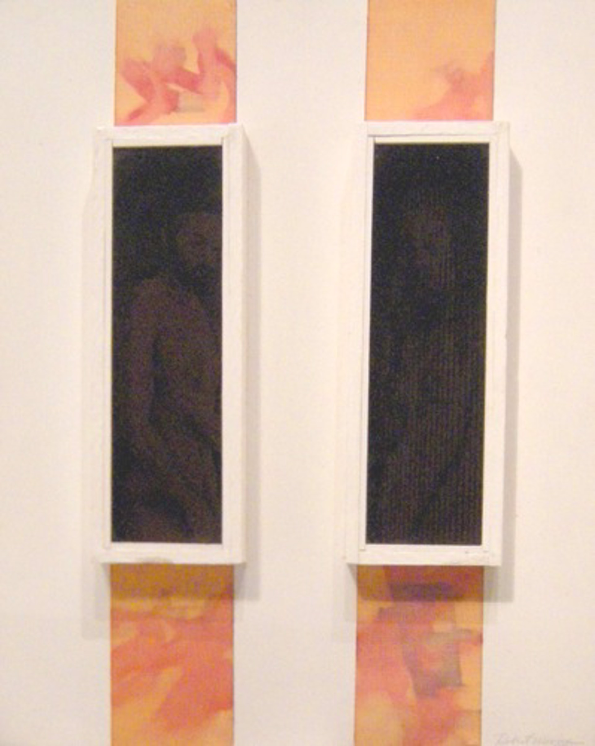 Assemblage w 2 Figures in 2 Windows by Robert Morris