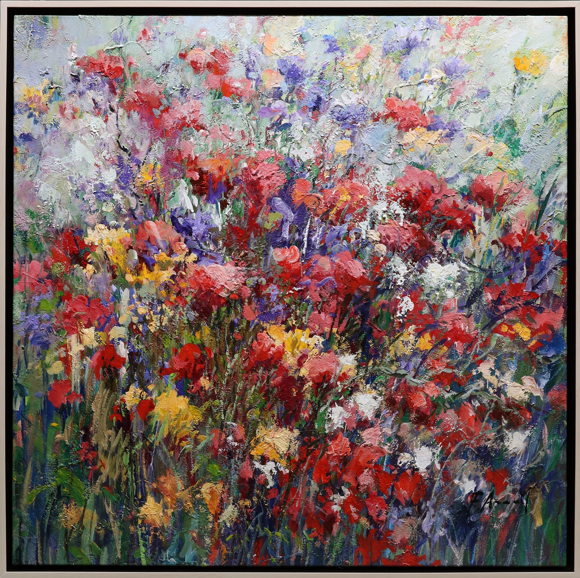 "A Field of Flowers" original oil painting by Fernando Aracil