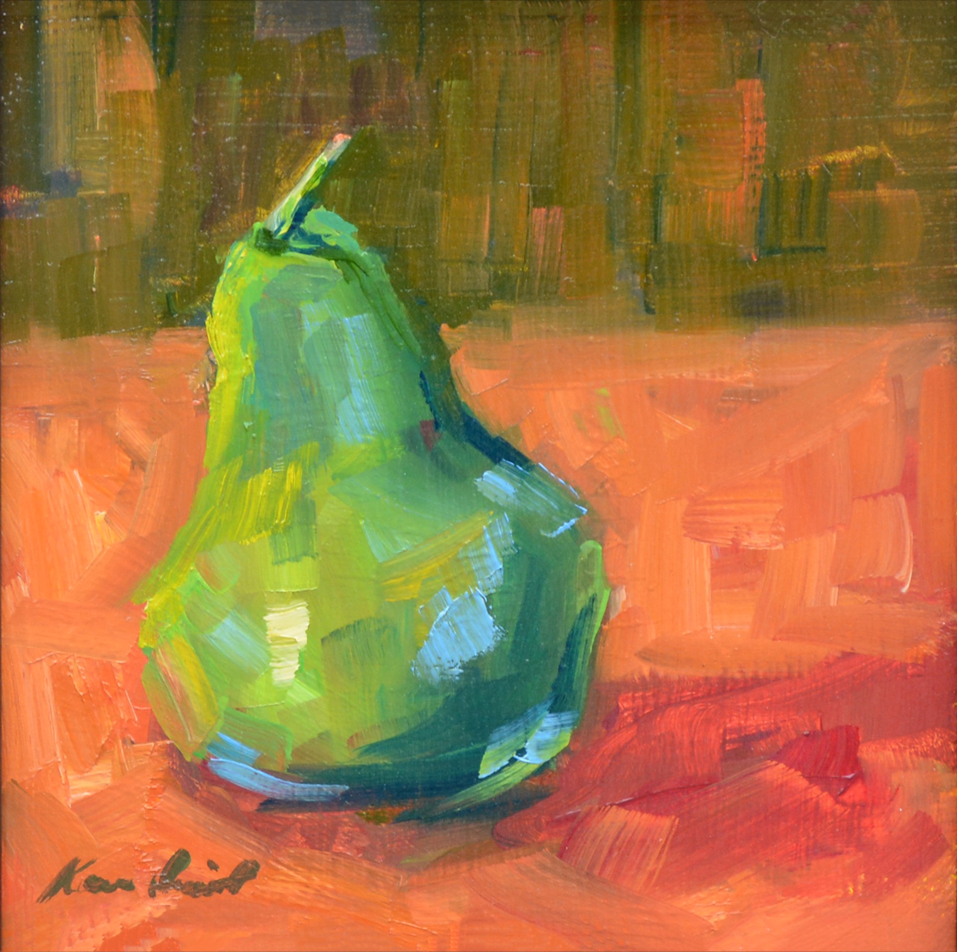 Pear on Orange by Karen Hewitt Hagan