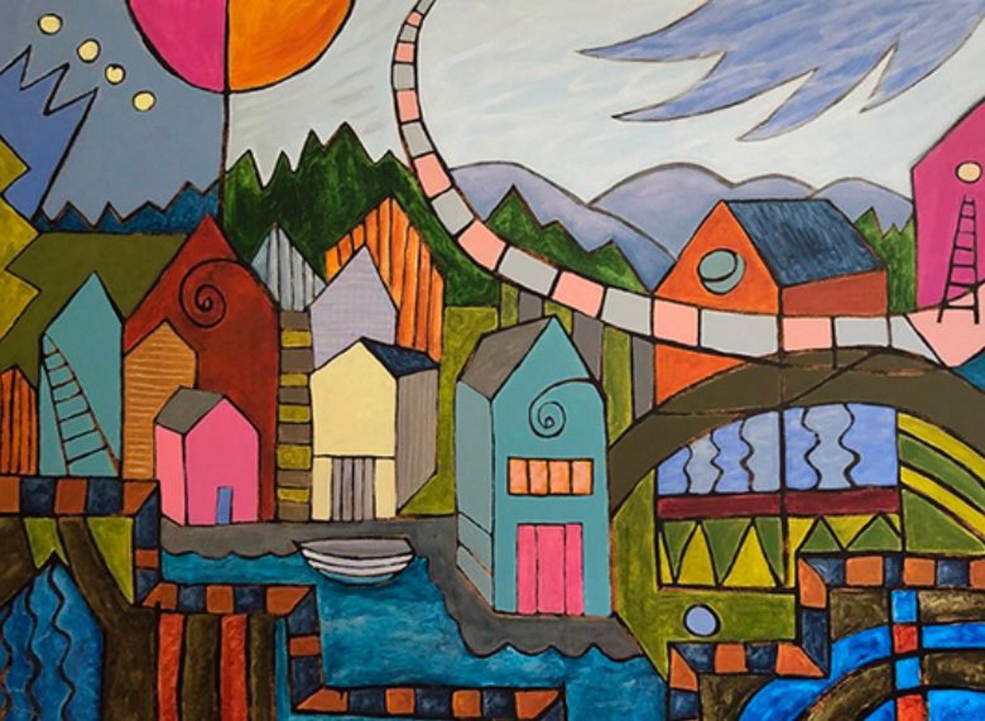 Windy Fishing Village by Lisa Creed