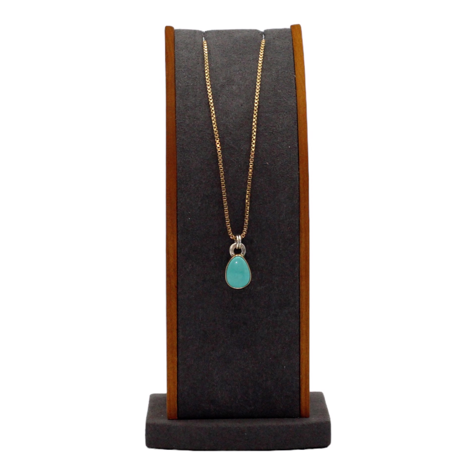 Red Mountain Turquoise Drop Necklace (set in 14k gold w/ 16" 14k gold box chain) by Emily Dubrawski