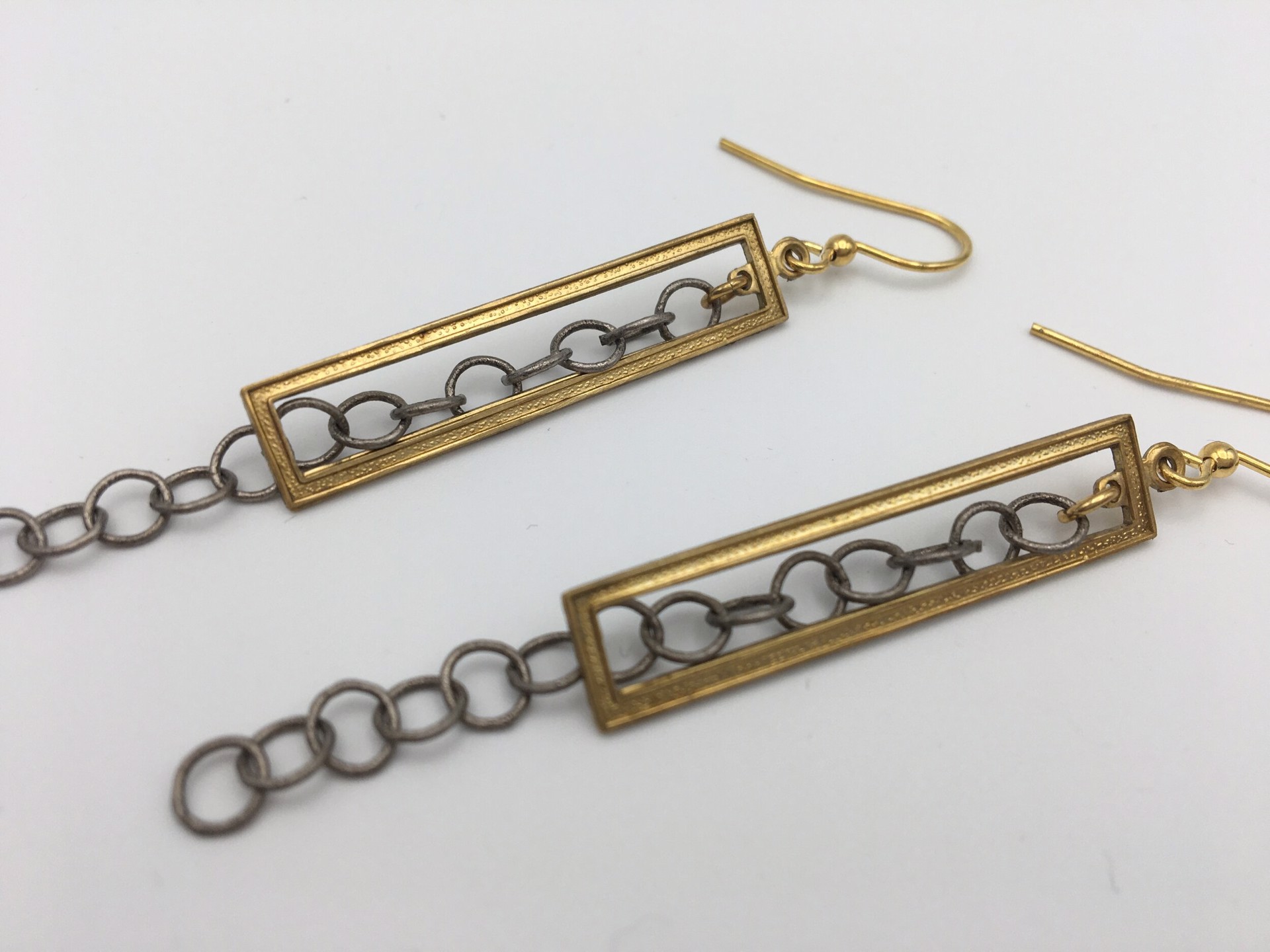 Brass and Chain Earrings by Mary Garrett