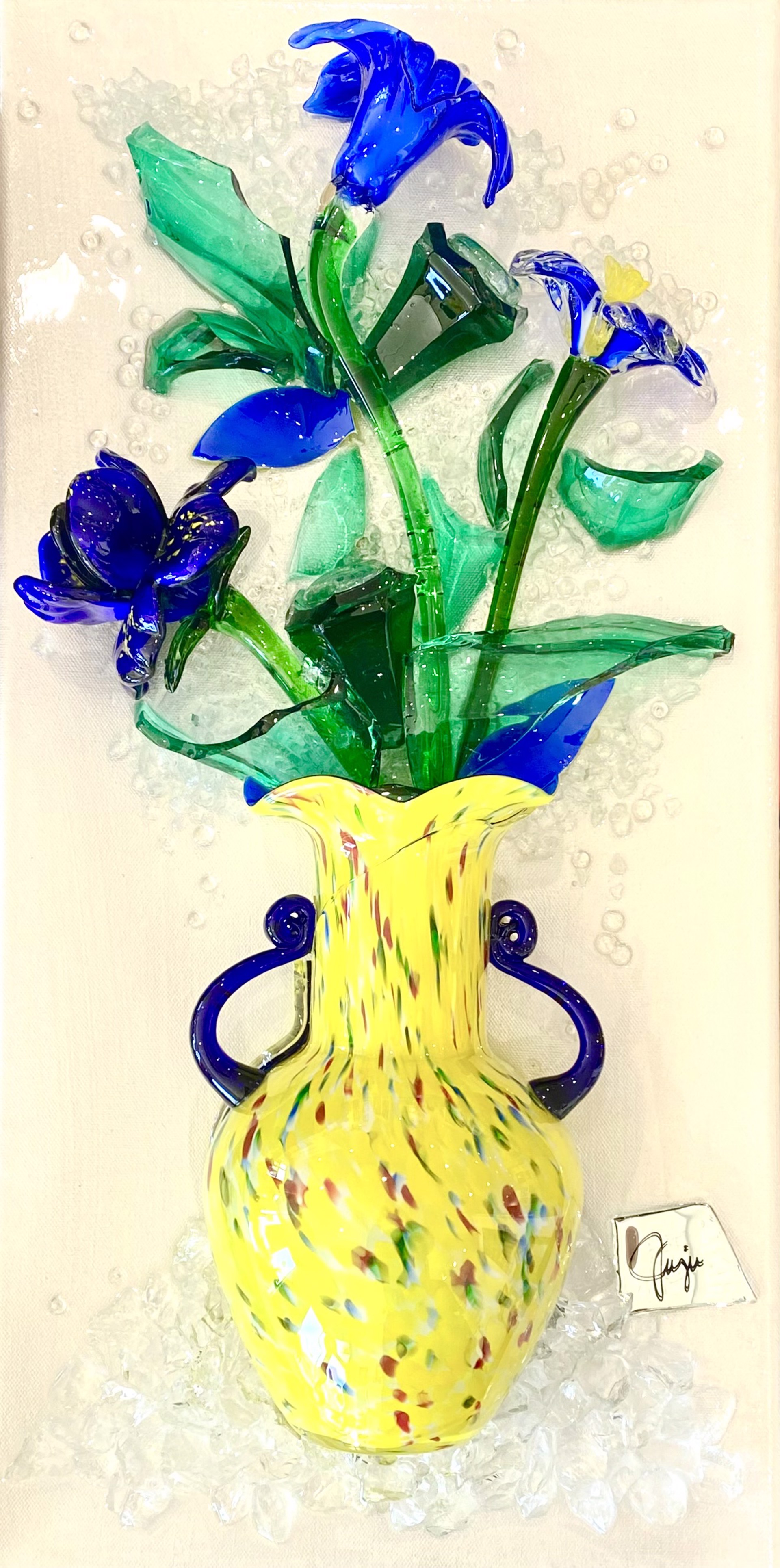 Dark Blue Blooms by Good Juju Glass Art