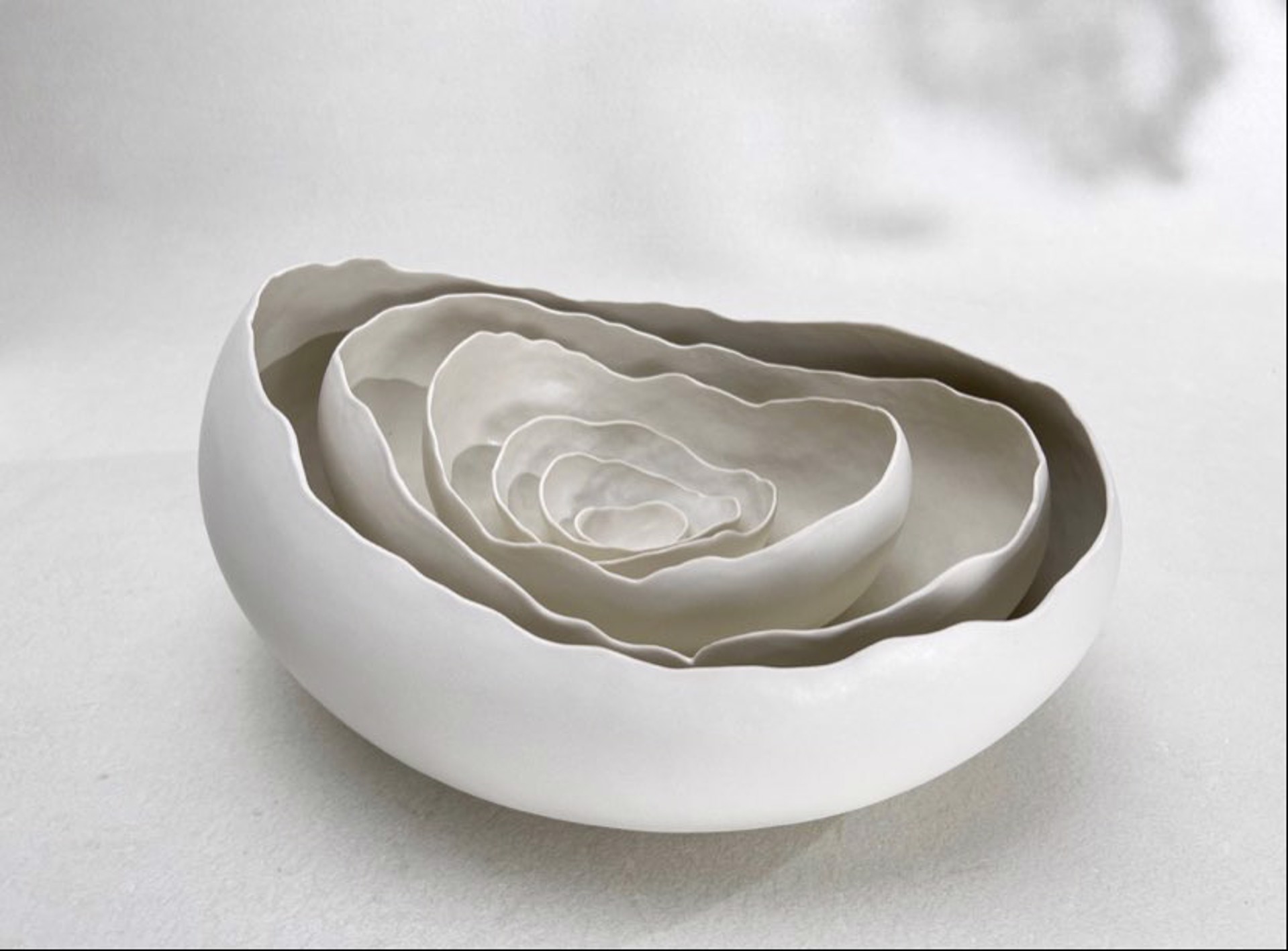 Large White Nesting Bowls by Kate Tremel