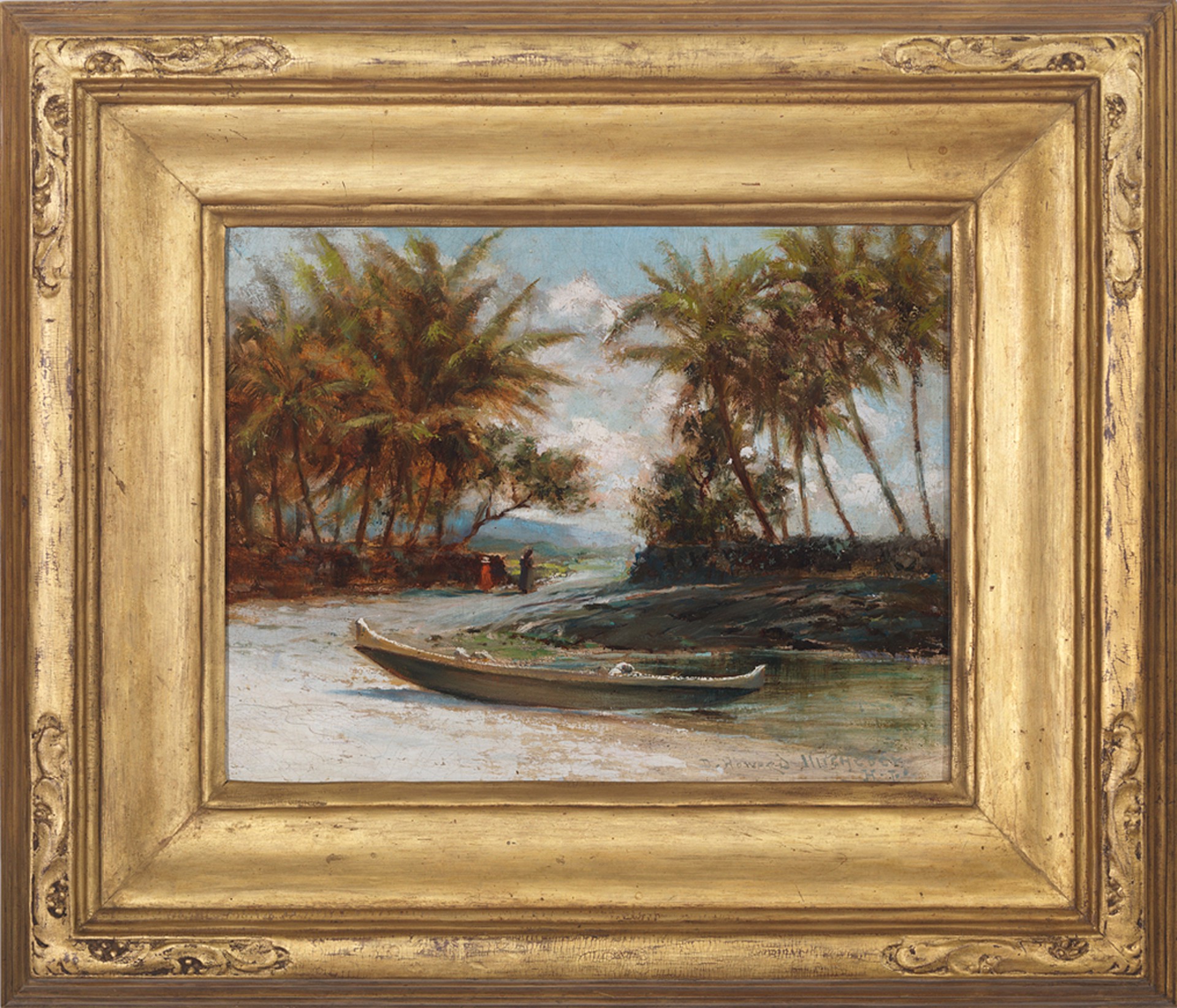 Hilo Bay with Canoe by D. Howard Hitchcock