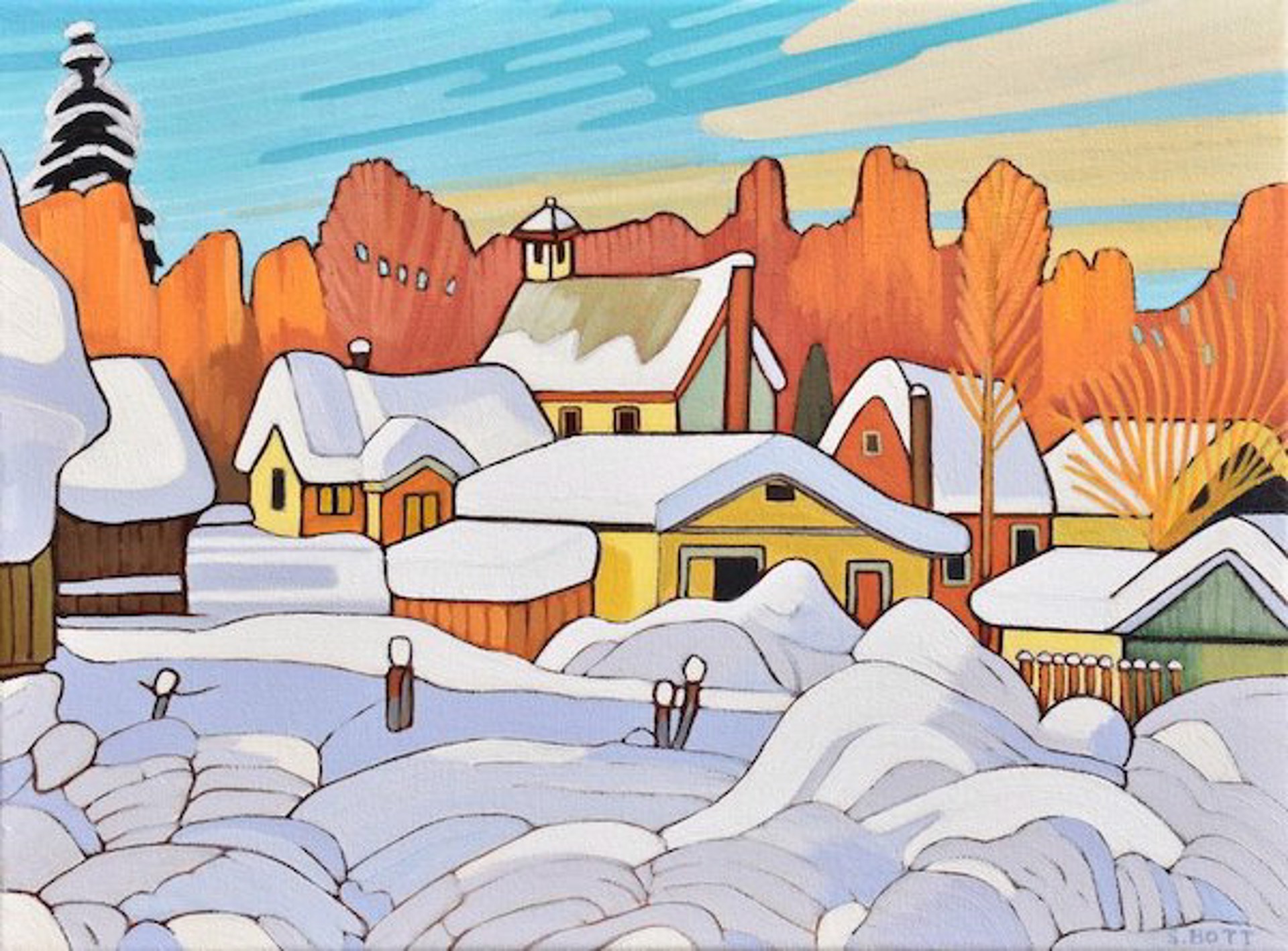 Study of Nicholas Bott's Winter Morning Telkwa BC by Sharon Bott