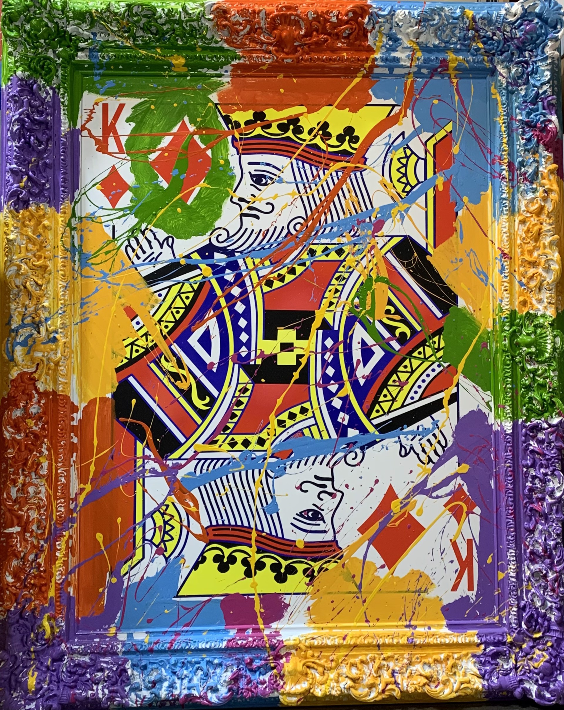“Poker Cards Splash King of Diamonds” by Poker Cards Splash Abstract Paintings by Elena Bulatova