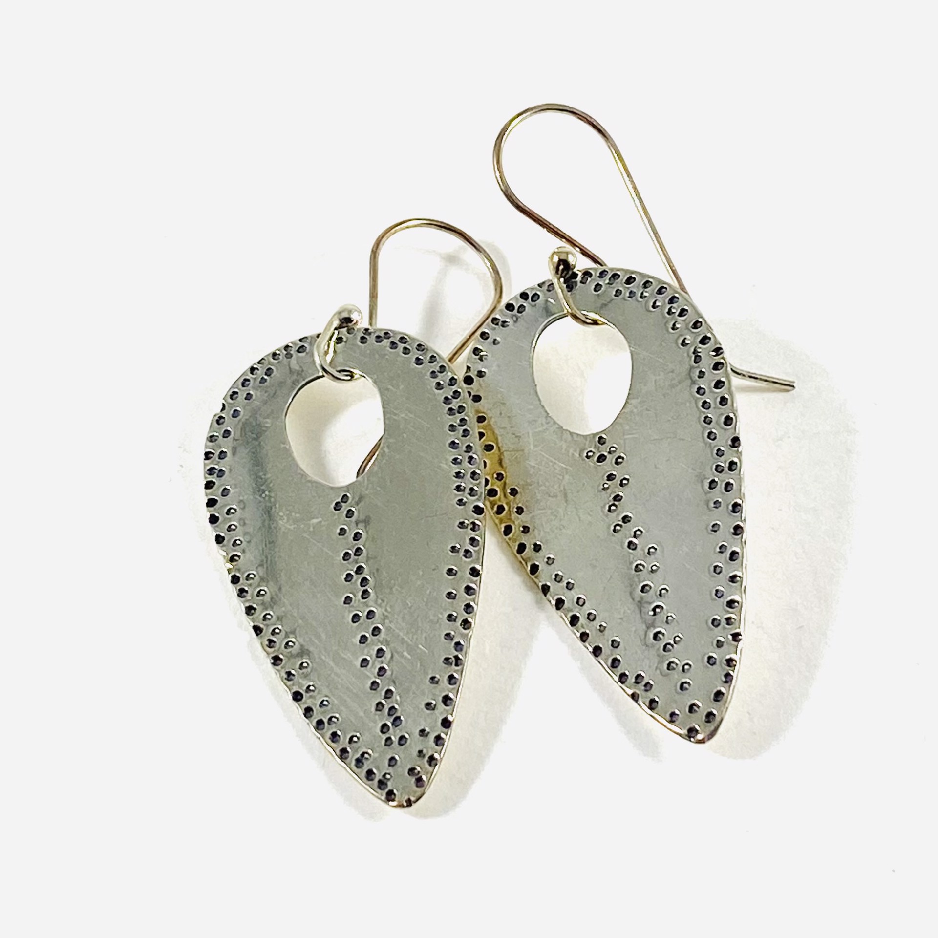 #76 Hand Stamped Texture Sterling Earrings by Anne Bivens