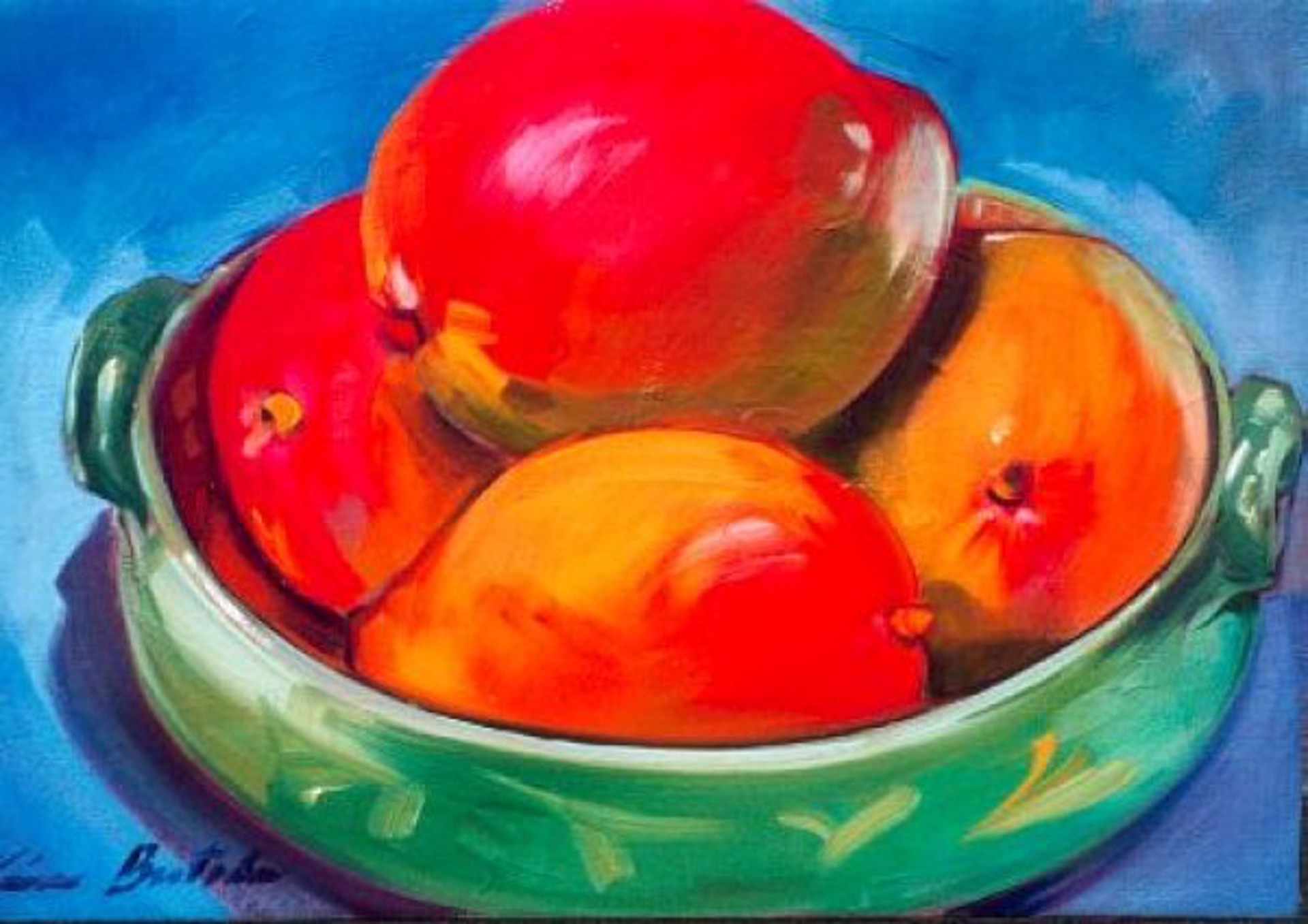 Mangoes In The Green Bowl by Maria Bertrán