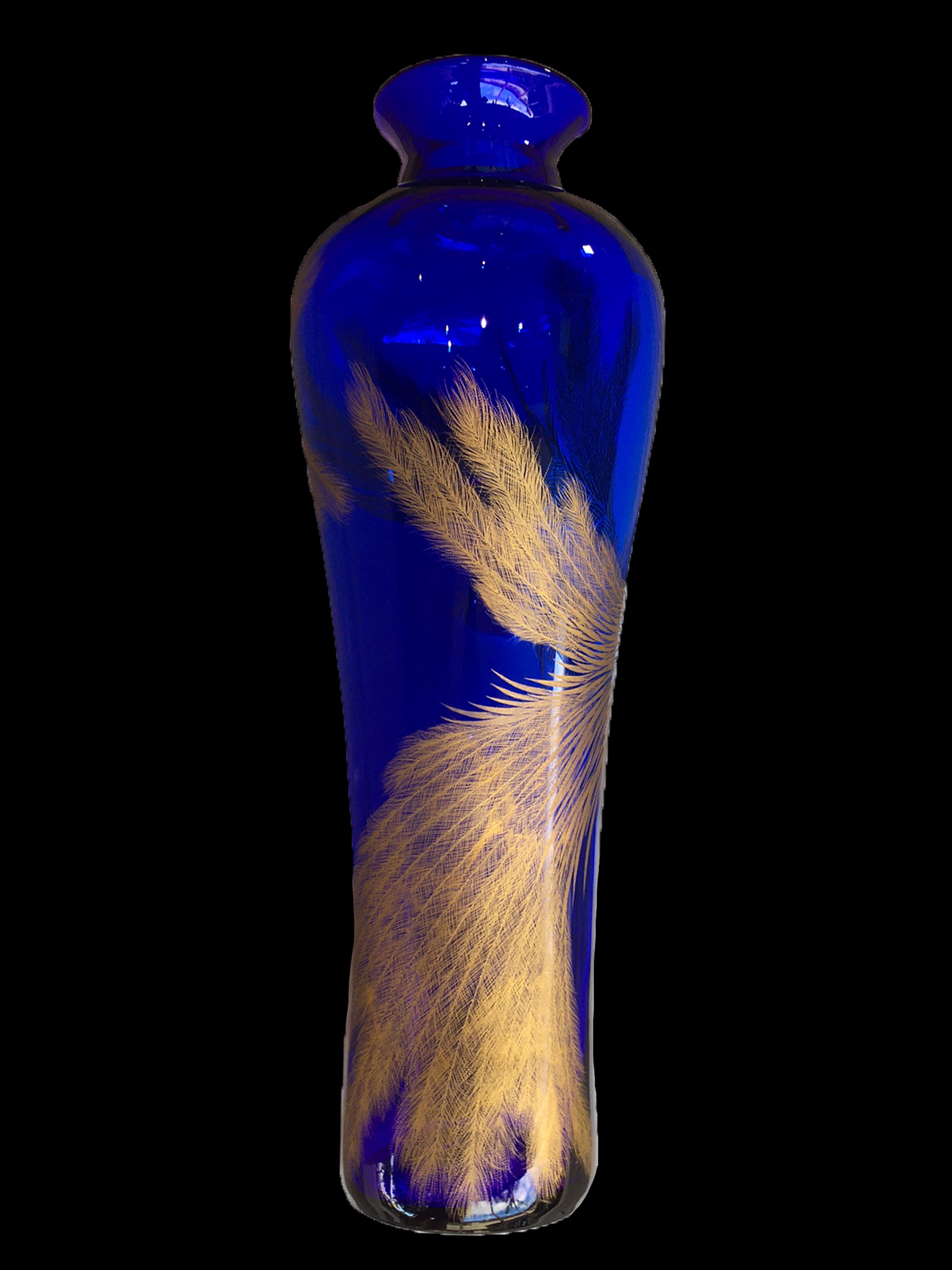 Fantasy Bird Series - Soaring - Glass Etching on Vase by Hisashi Otsuka