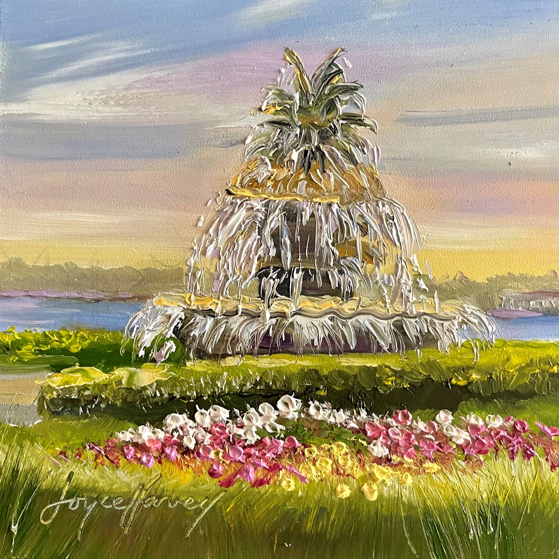Pineapple Fountain Postcard by Joyce Harvey