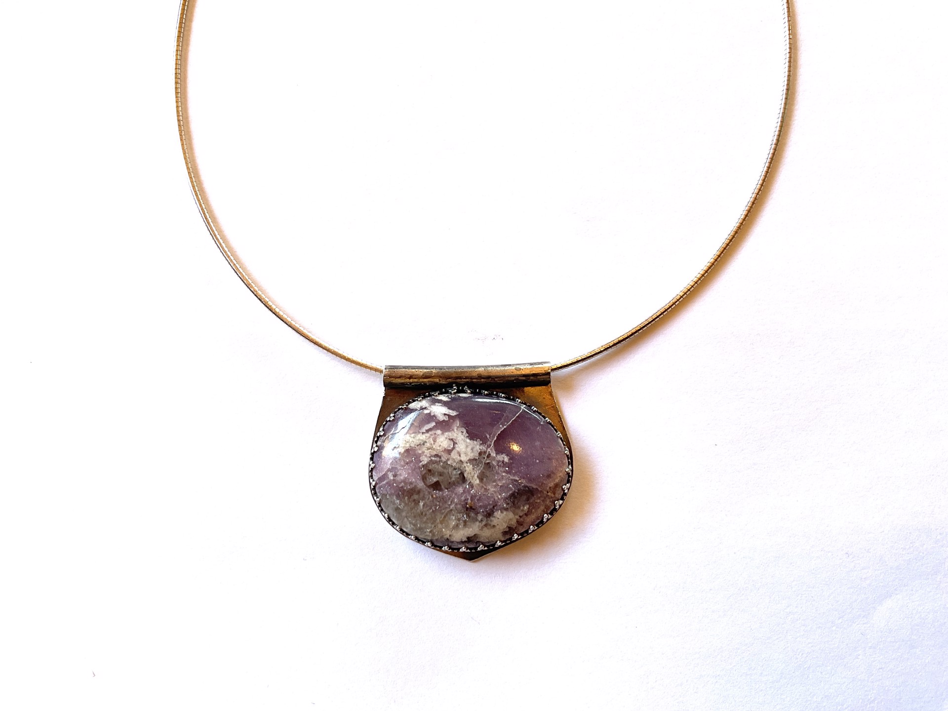 Lepidolite Stone SS Necklace by Kim Henkel
