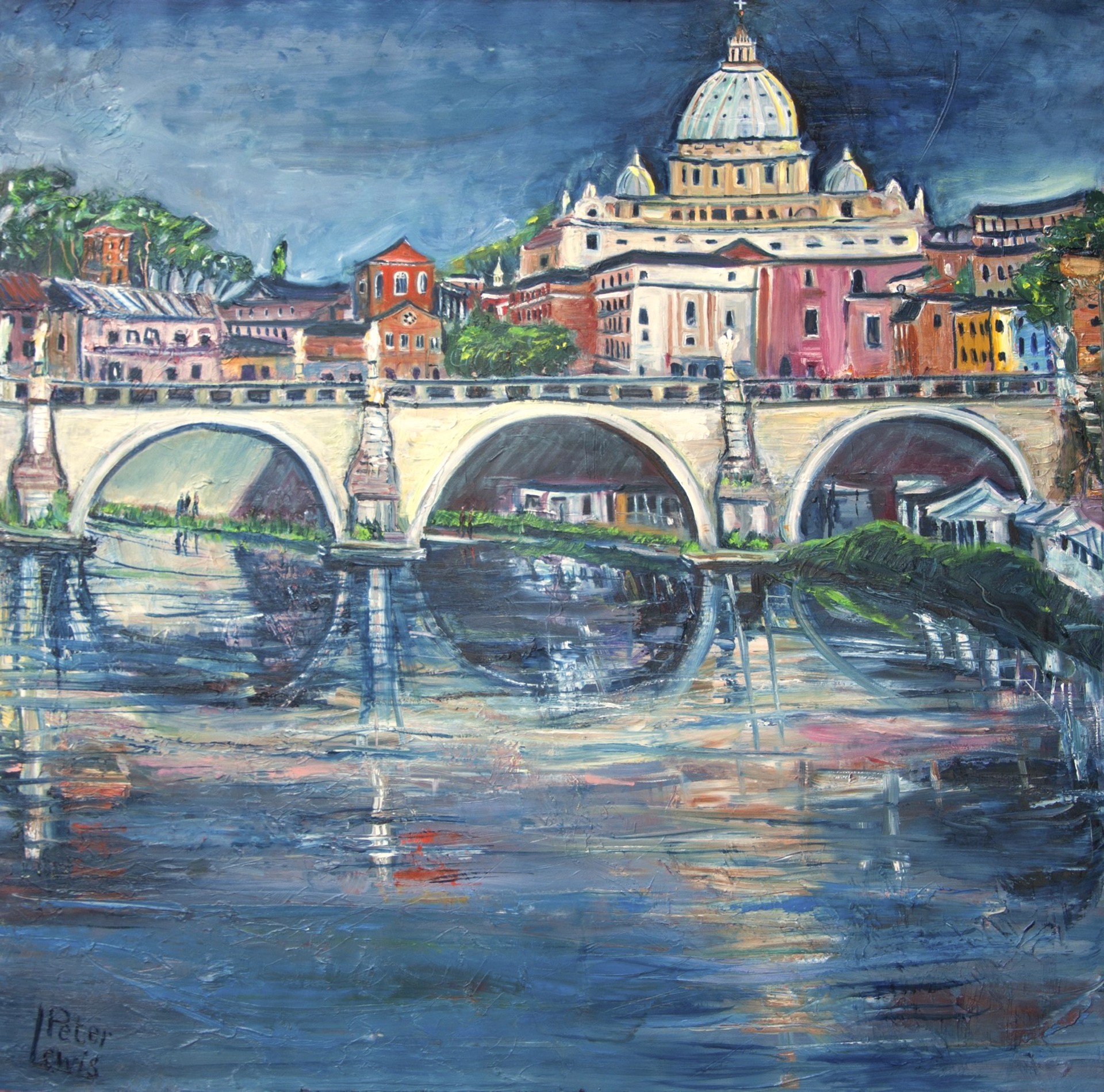 St. Peter’s Basilica Over Tibor River, Rome by Peter Lewis