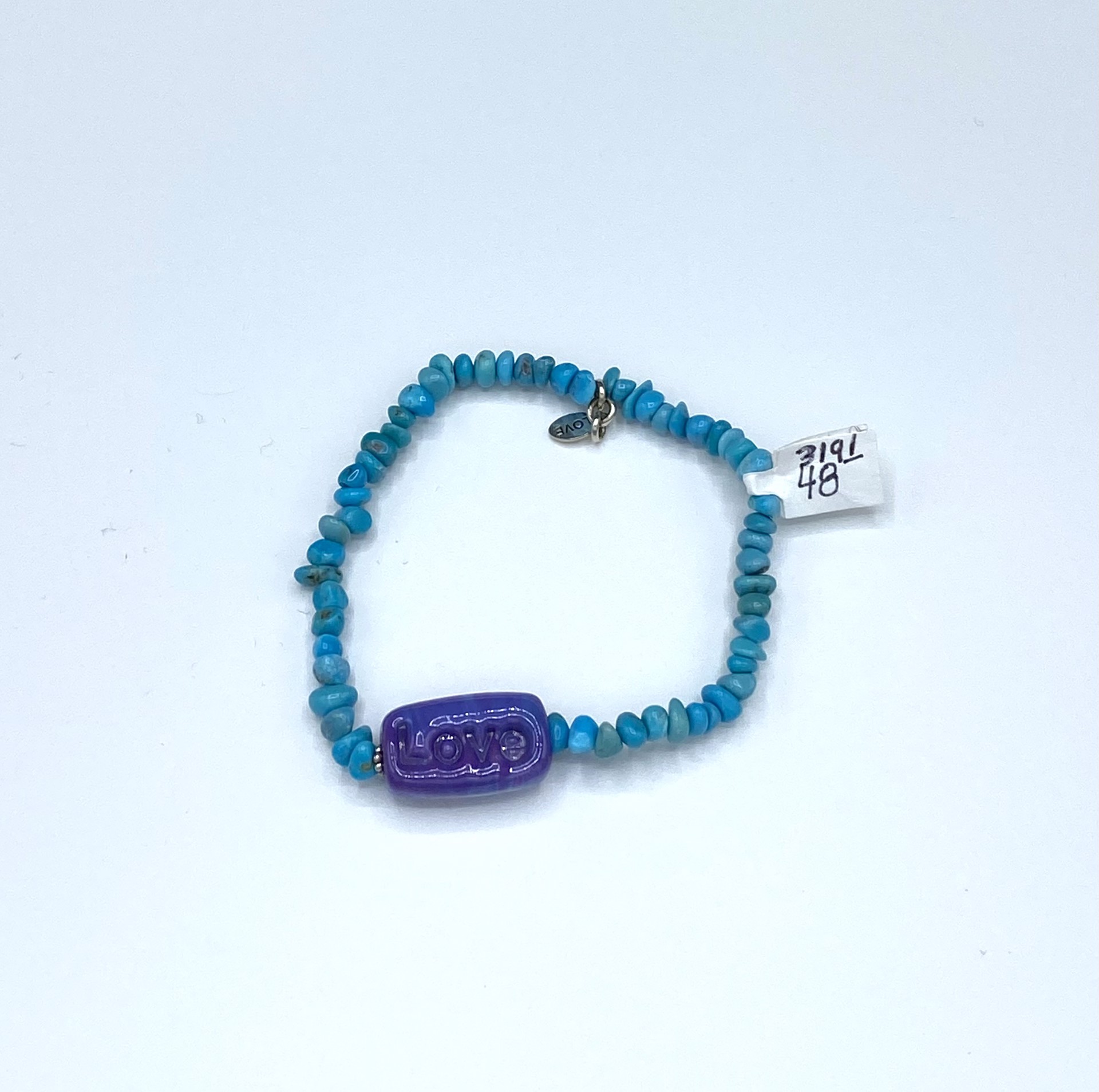 Turquoise and Glass Love Bracelet by Emelie Hebert