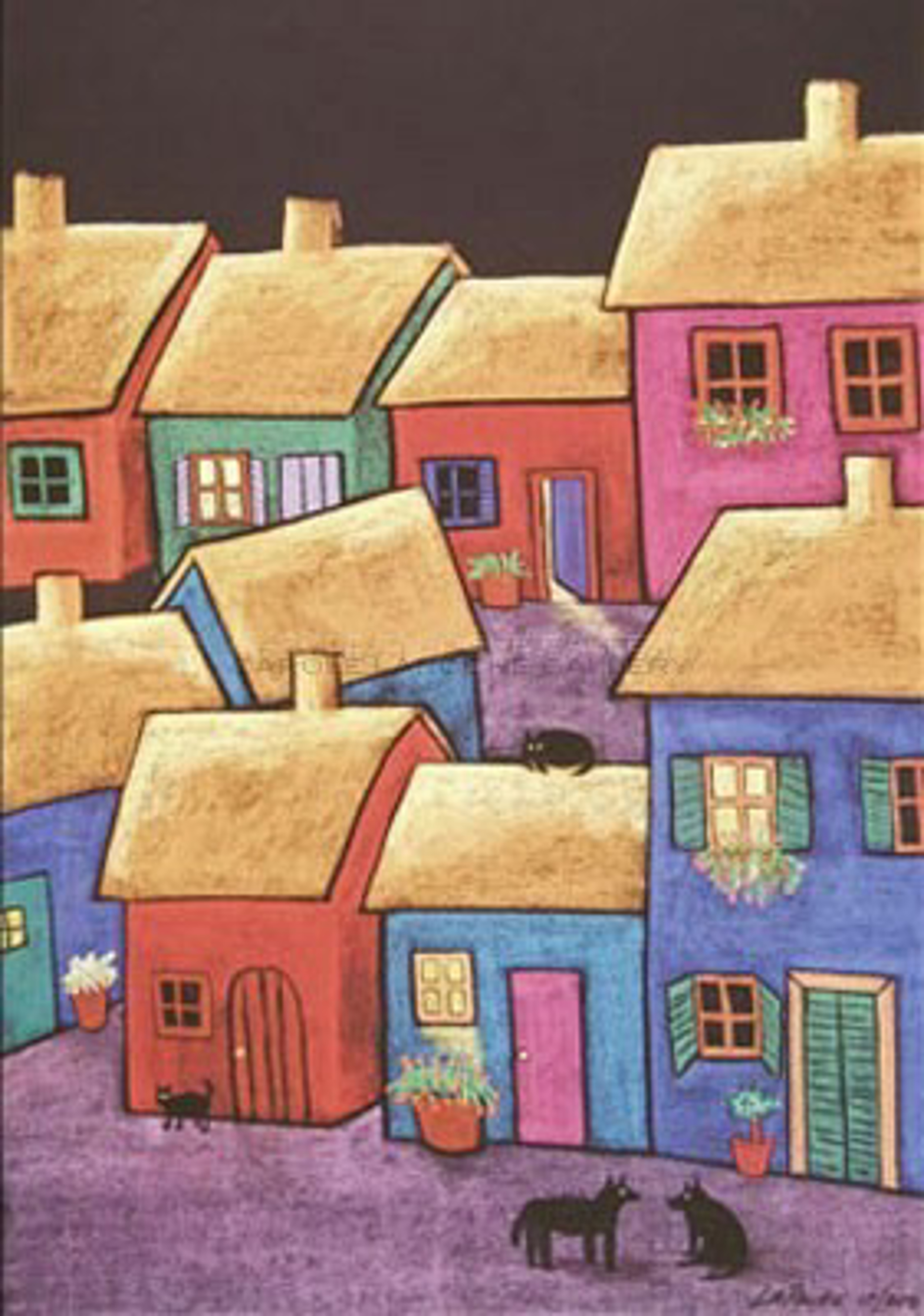 LITTLE VILLAGE - limited edition giclee on canvas or on paper w/frame size of: (large) 54"x40" $3700 or (medium) 38"x29" $2400 by Carole LaRoche
