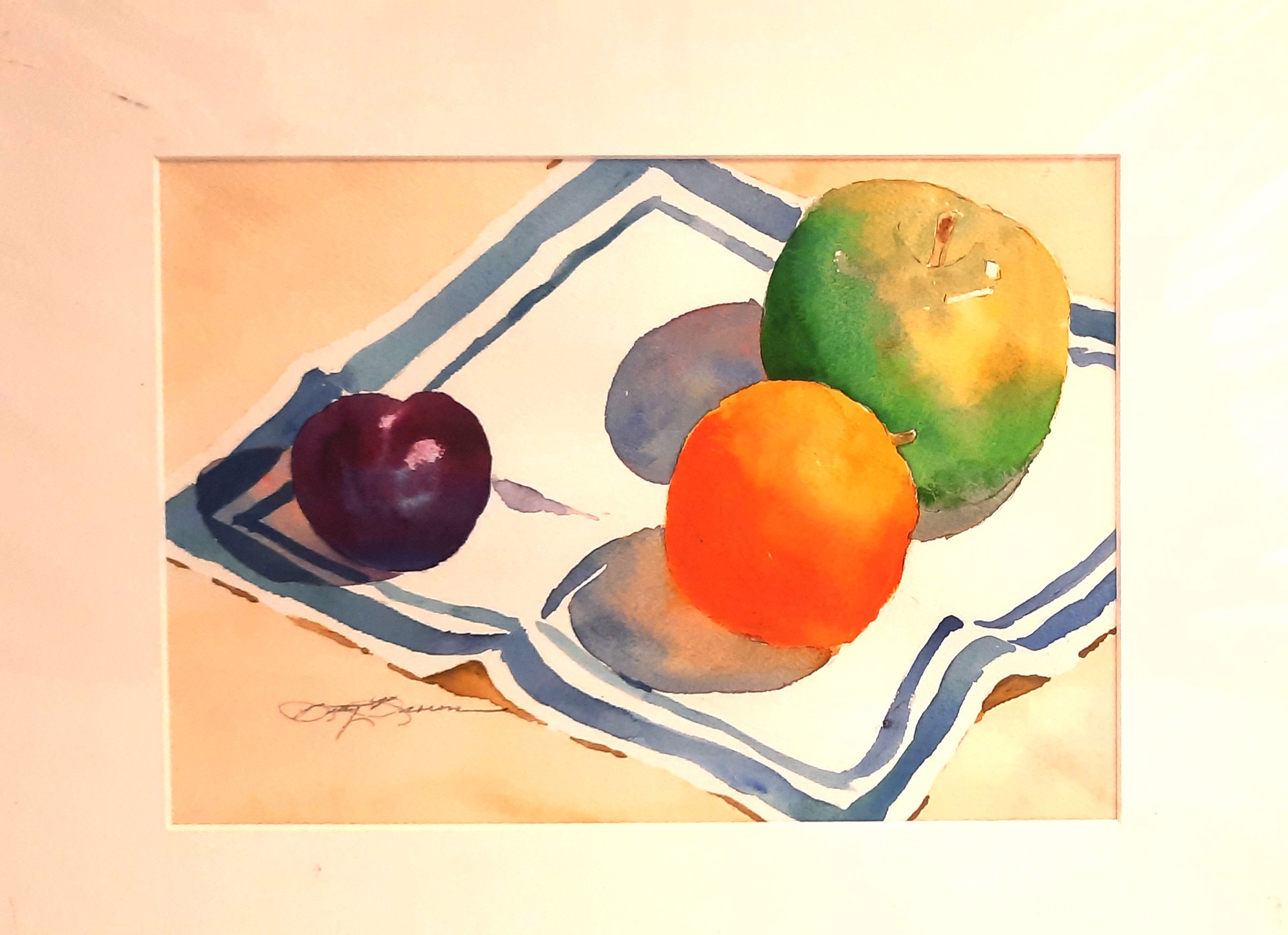 Plum Orange and Green Apple by Betty Brown