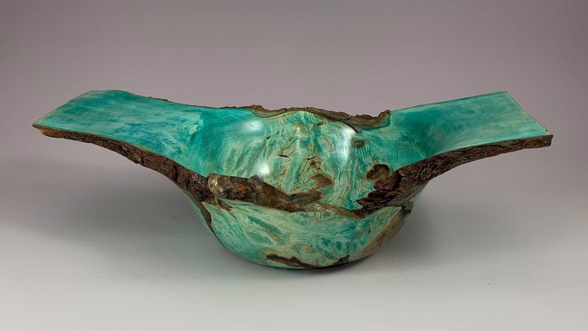 Maple Burl, Live Edge, Dyed Turquoise with Blue Epoxy #2 by Frank Didomizio