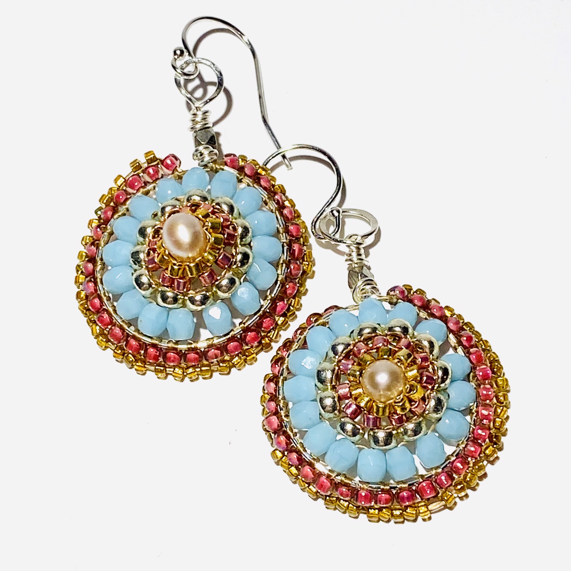 Gemstone Bead and Pearl Earrings by Barbara Duimstra