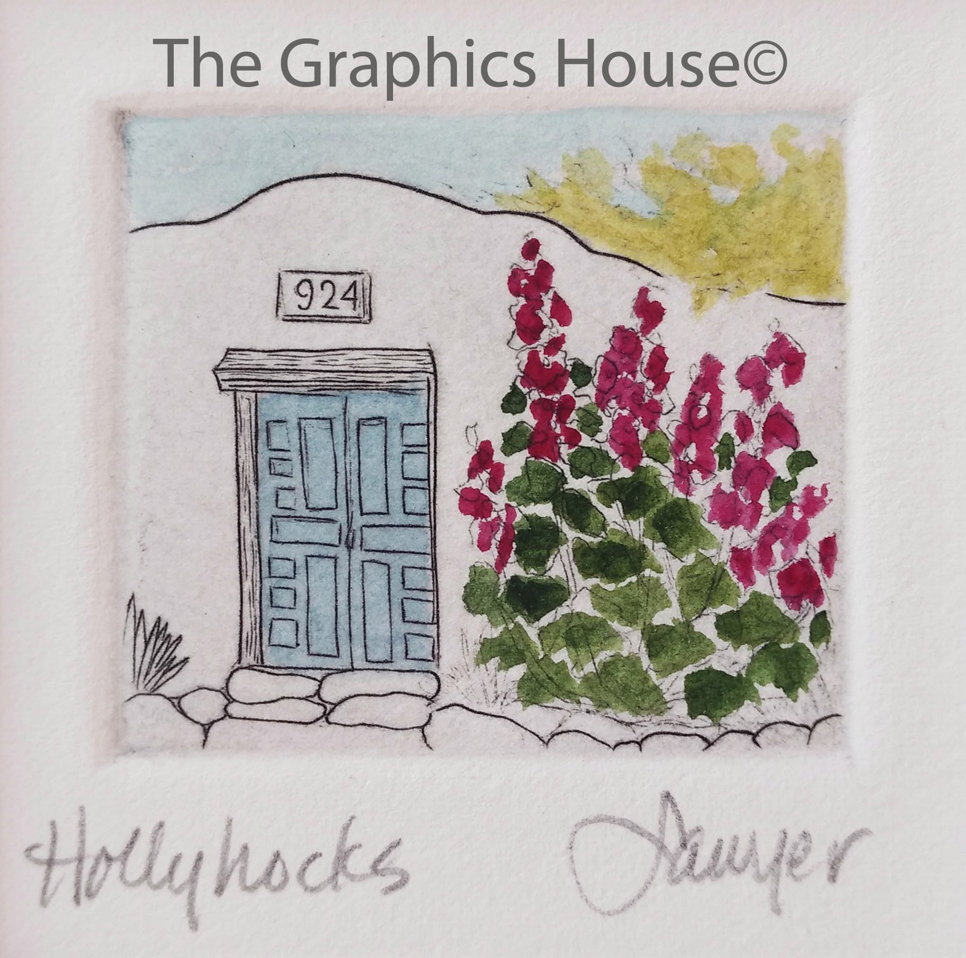 Hollyhocks (unframed) by Anne Sawyer