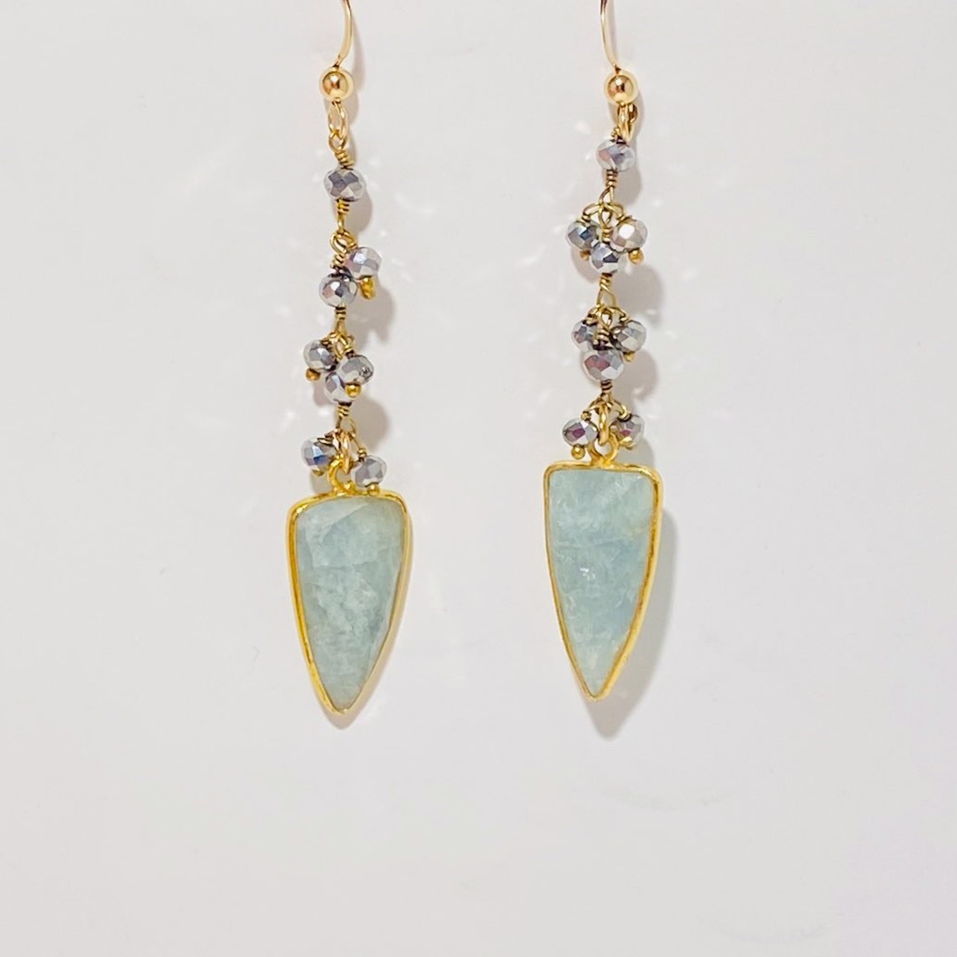 Faceted Beryl Drop in Vermeil, Faceted Pyrite Earrings LR23-32 by Legare Riano