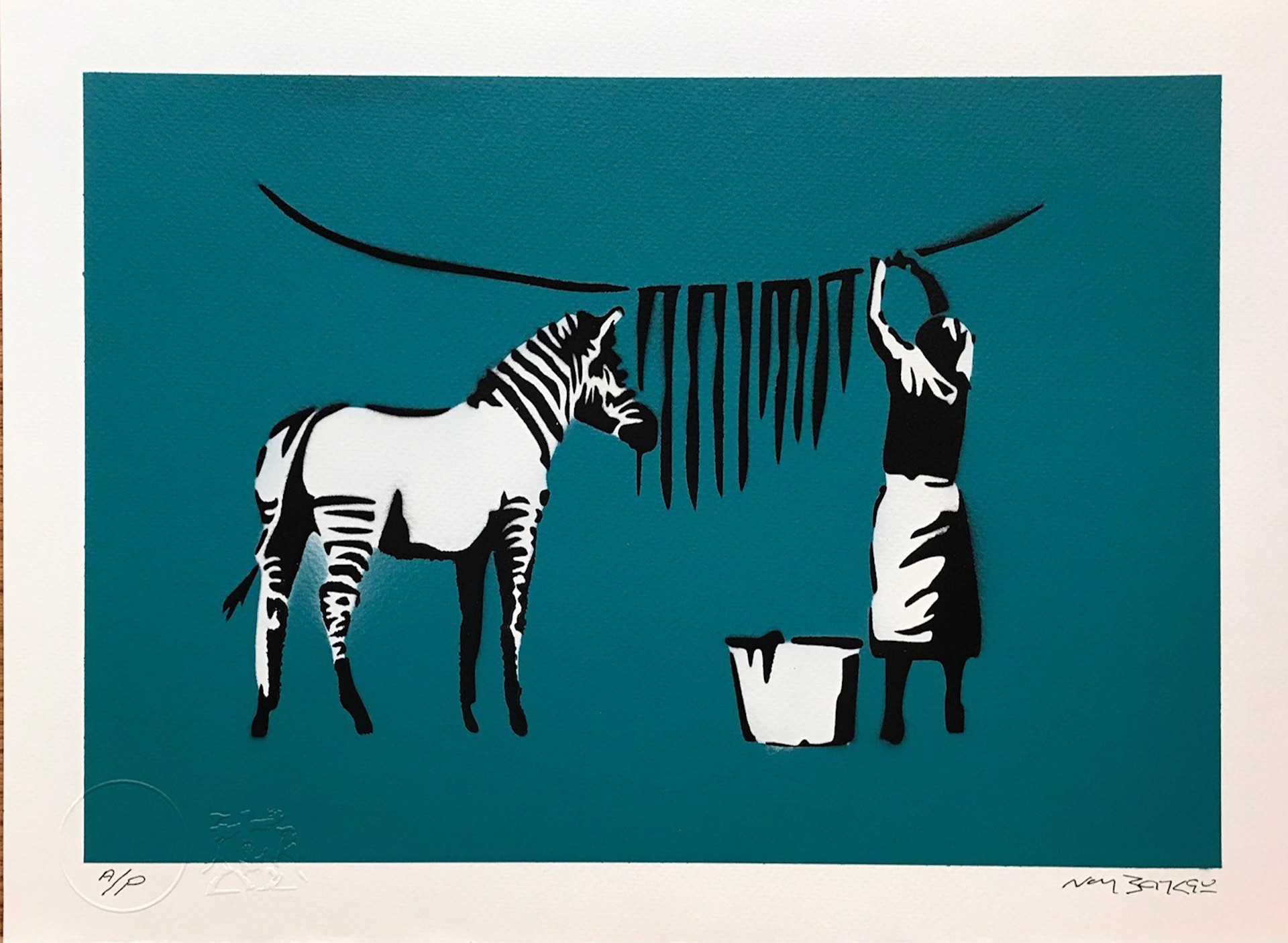 Zebra Wash - Turquoise by Not Banksy