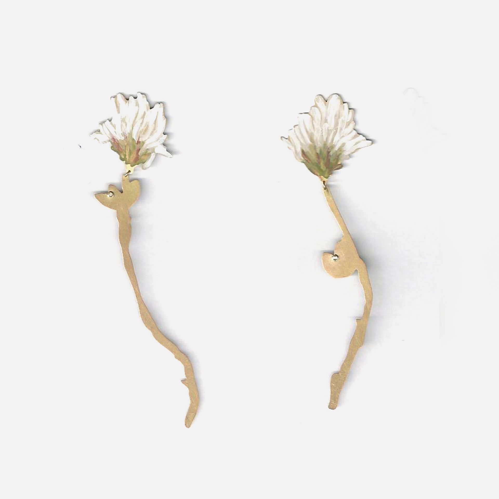 Natura Morta: White Clover, Drop Earrings by Christopher Thompson Royds